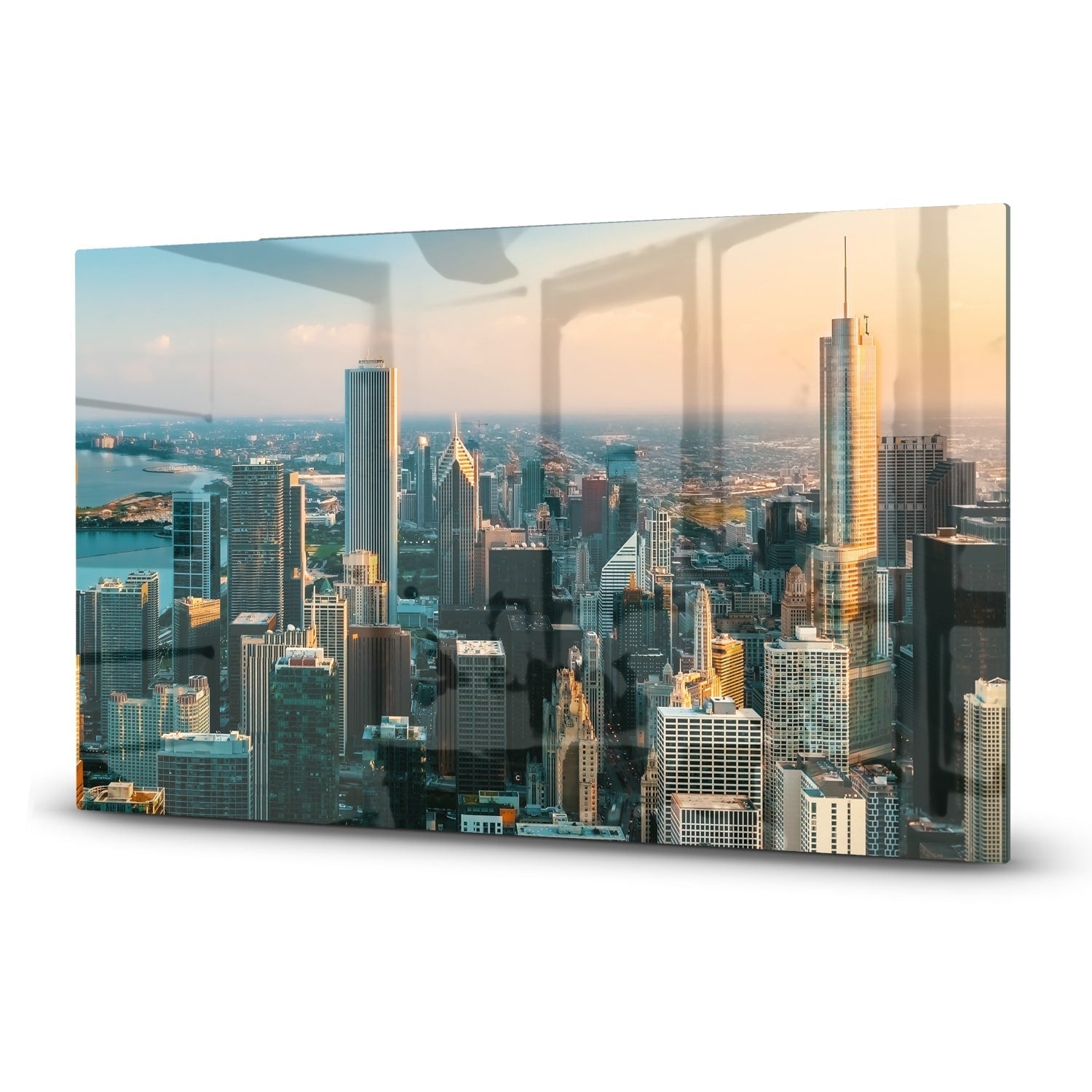 Inductiebeschermer - Gehard Glas - Chicago Skyline bij Zonsondergang