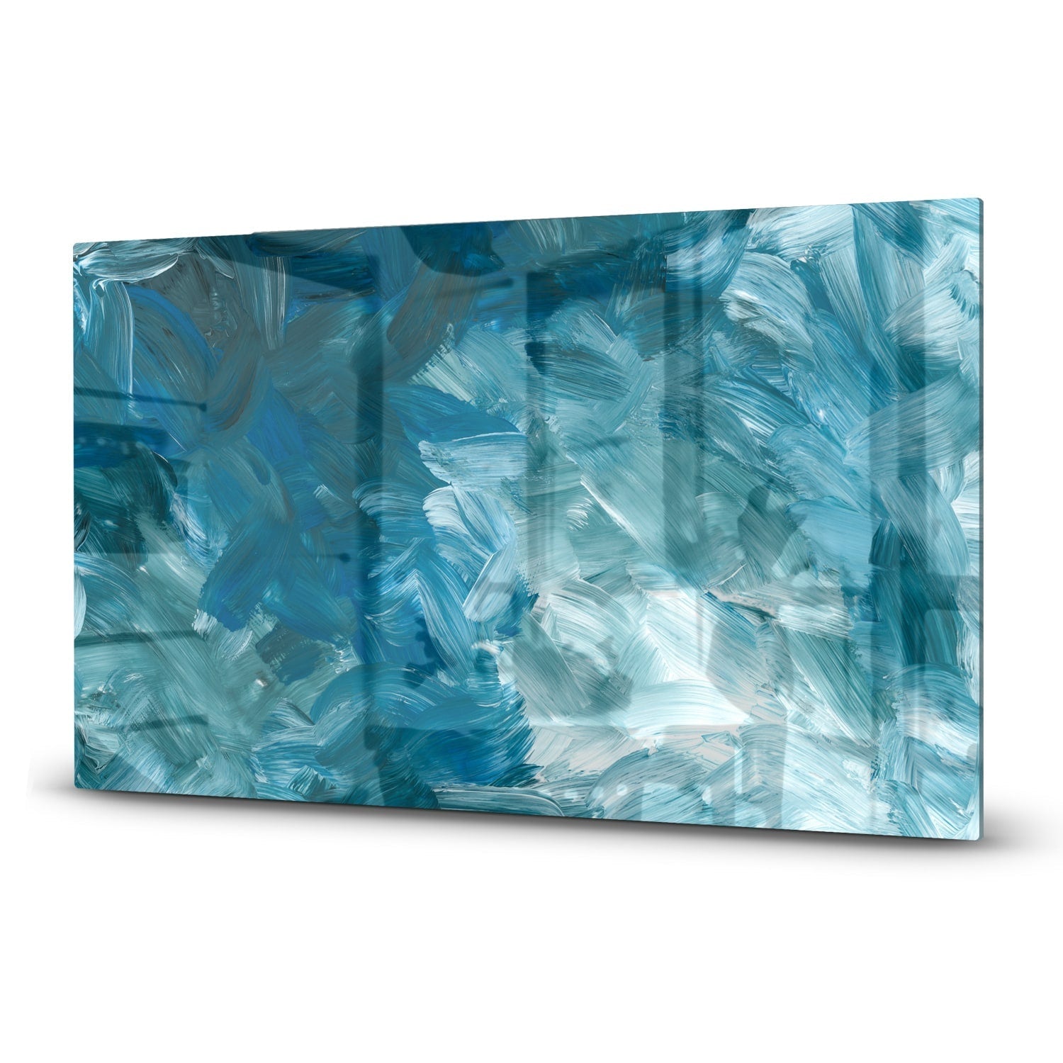 Inductiebeschermer - Gehard Glas - Abstracte Blauwe Penseelstroken