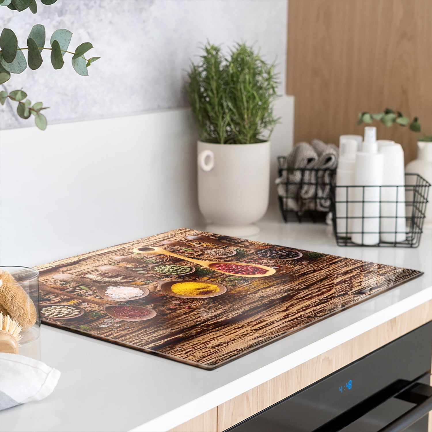 mat zwart inductie kookplaat beschermer op maat van gehard glas – afdekplaat kookplaat bescherming