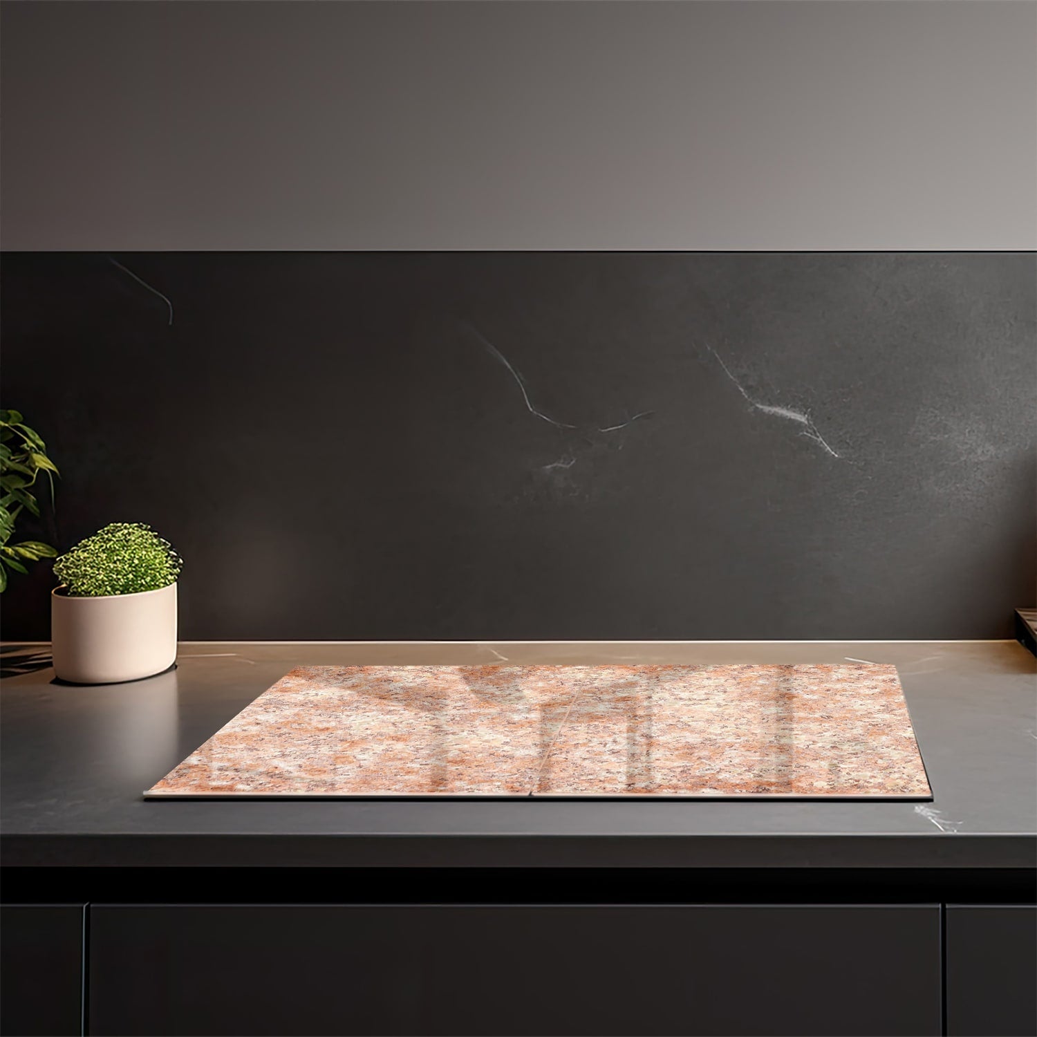 geel graniet inductiebeschermer op maat van gehard glas – glasplaat kookplaat bescherming