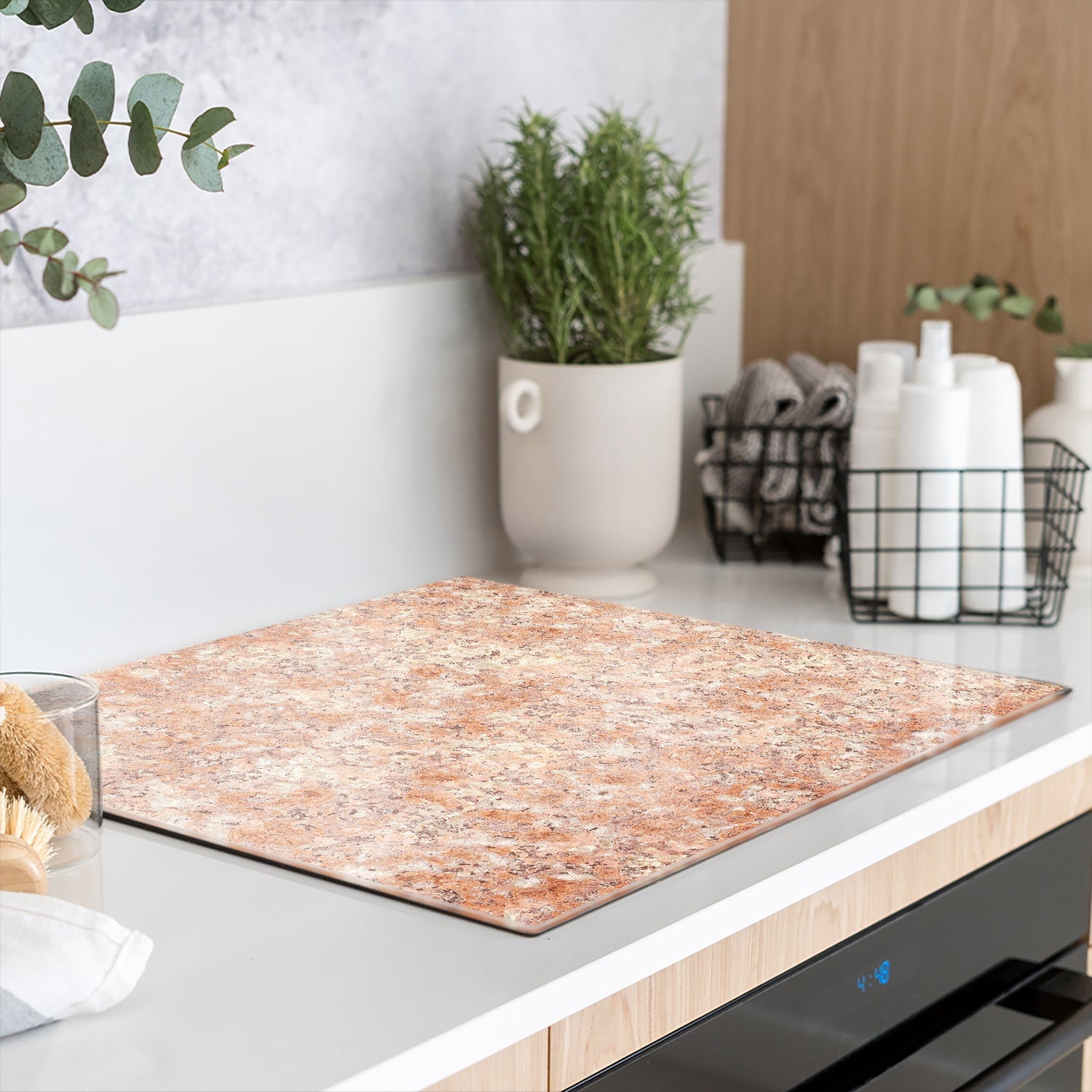 geel graniet inductiebeschermer op maat van gehard glas – glasplaat kookplaat bescherming