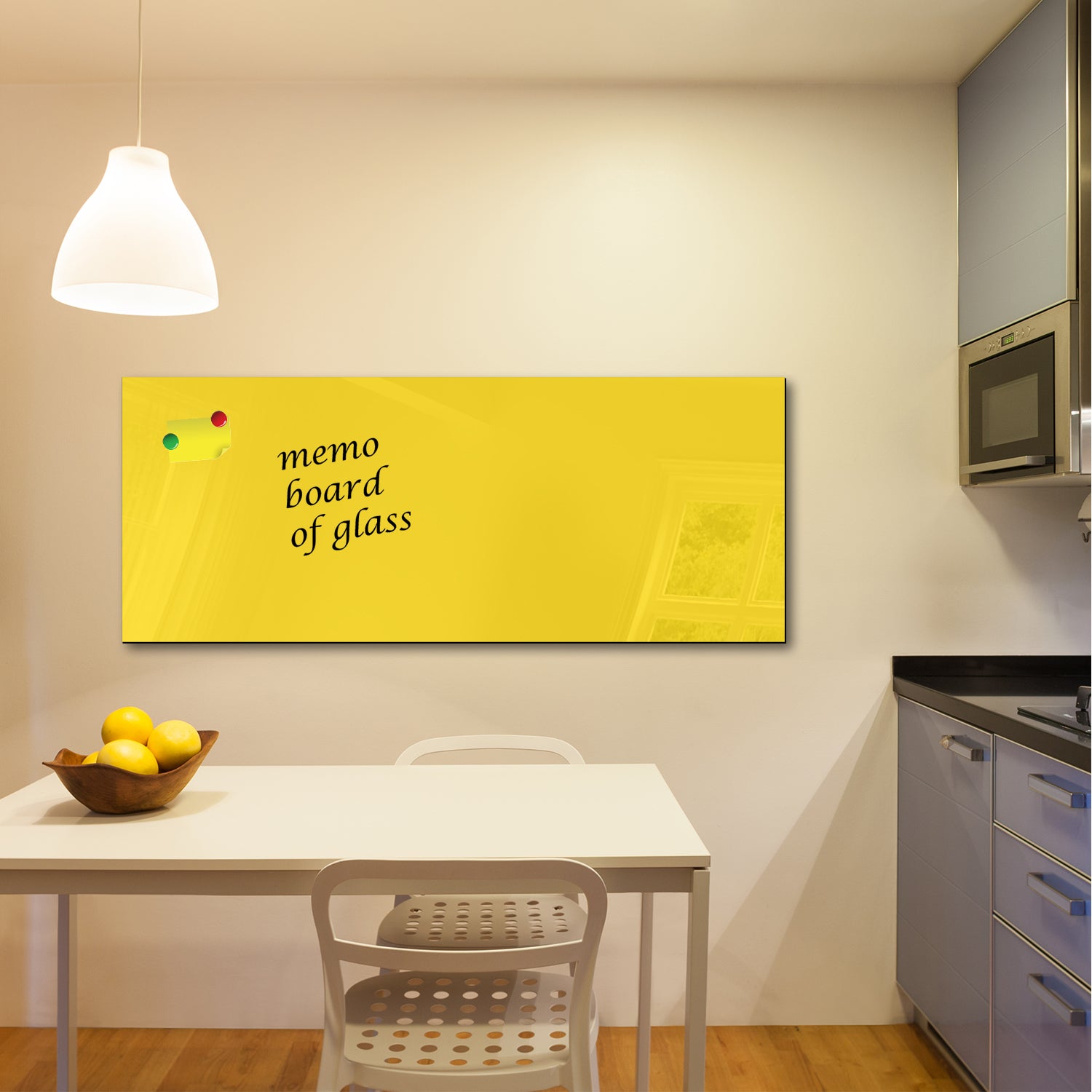 Whiteboard van glas - Magneetbord  - Diverse maten - Geel