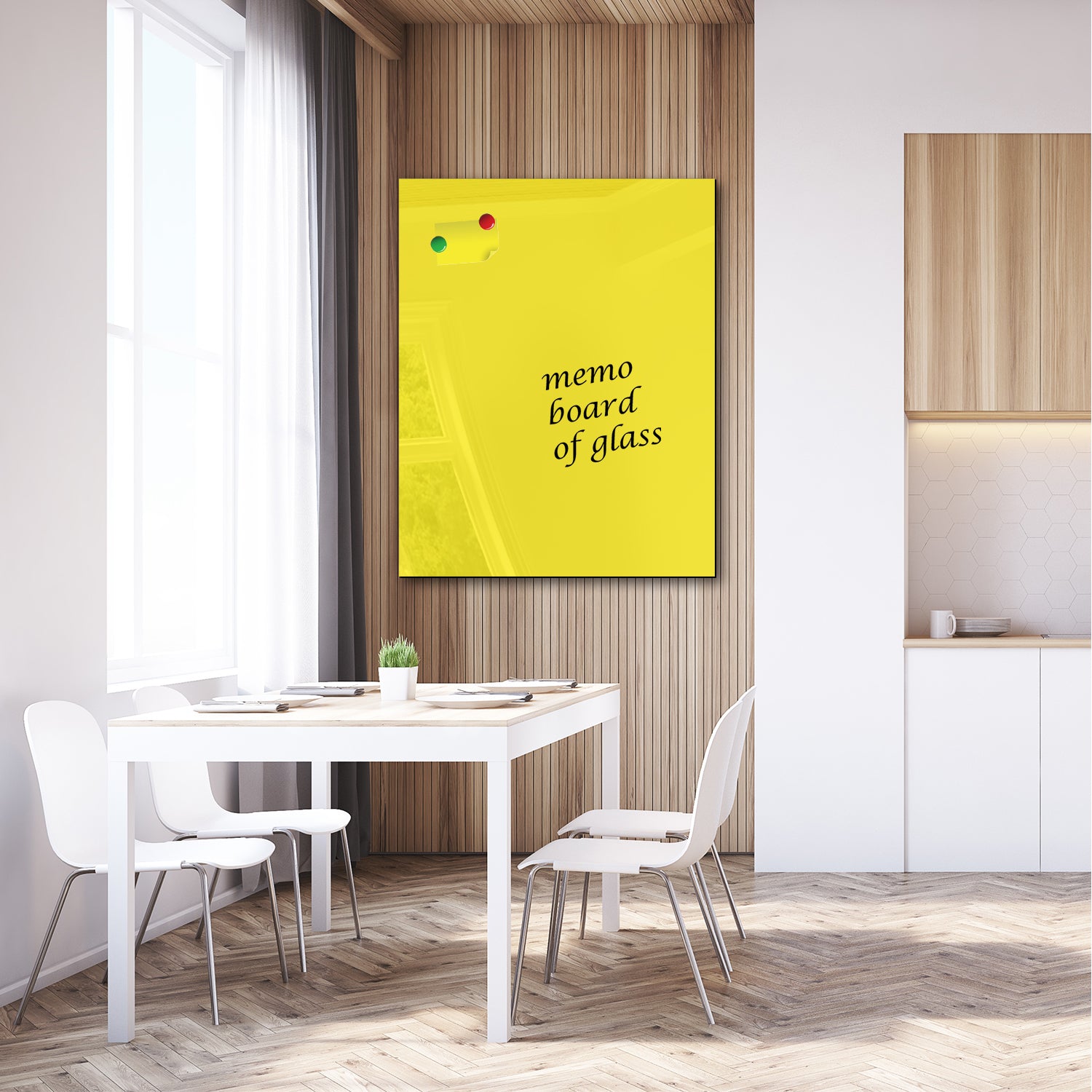 Whiteboard van glas - Magneetbord  - Diverse maten - Licht geel