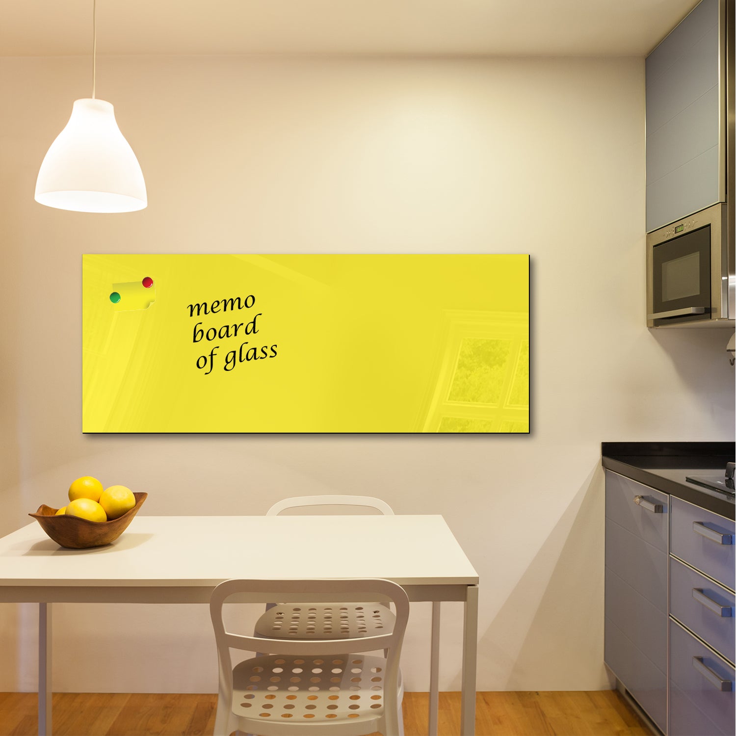 Whiteboard van glas - Magneetbord  - Diverse maten - Licht geel