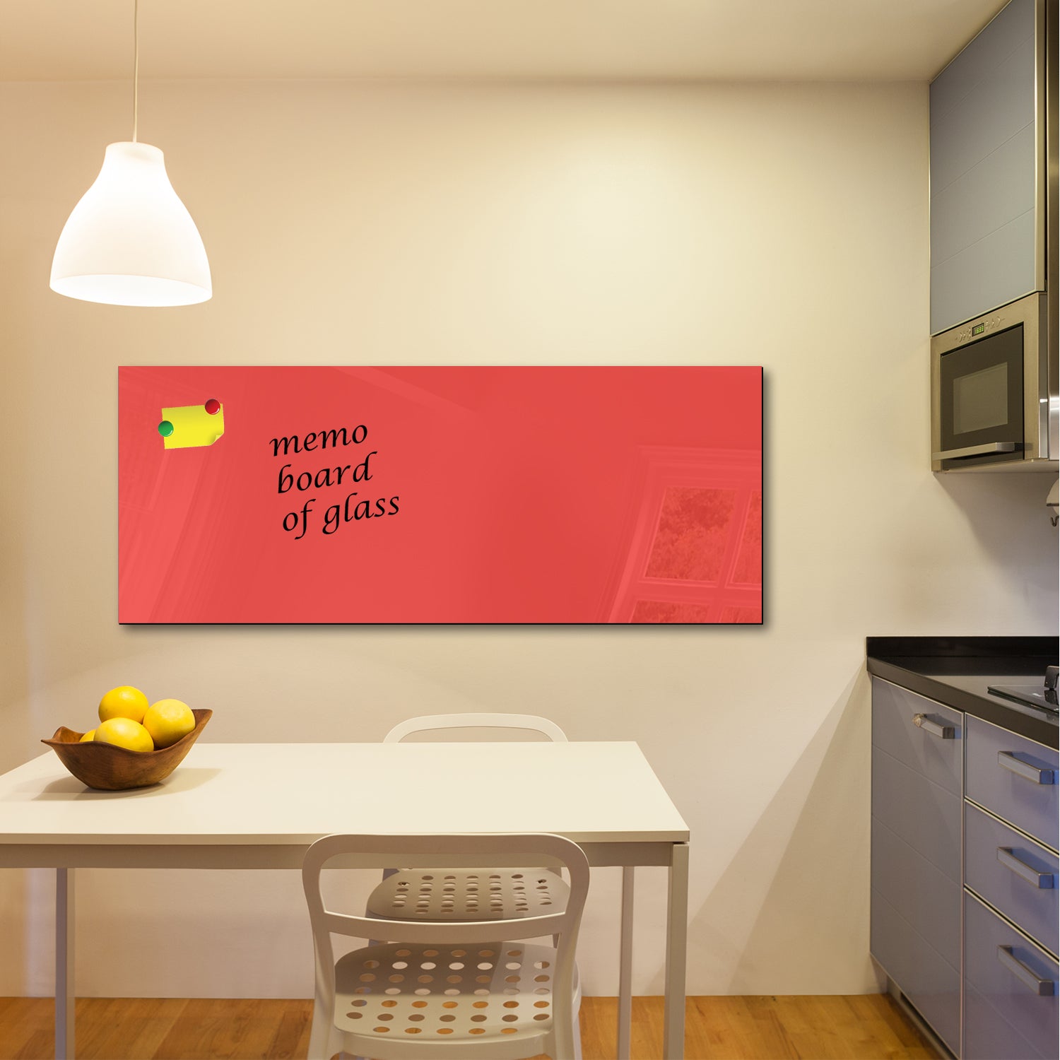 Whiteboard van glas - Magneetbord  - Diverse maten - Licht rood