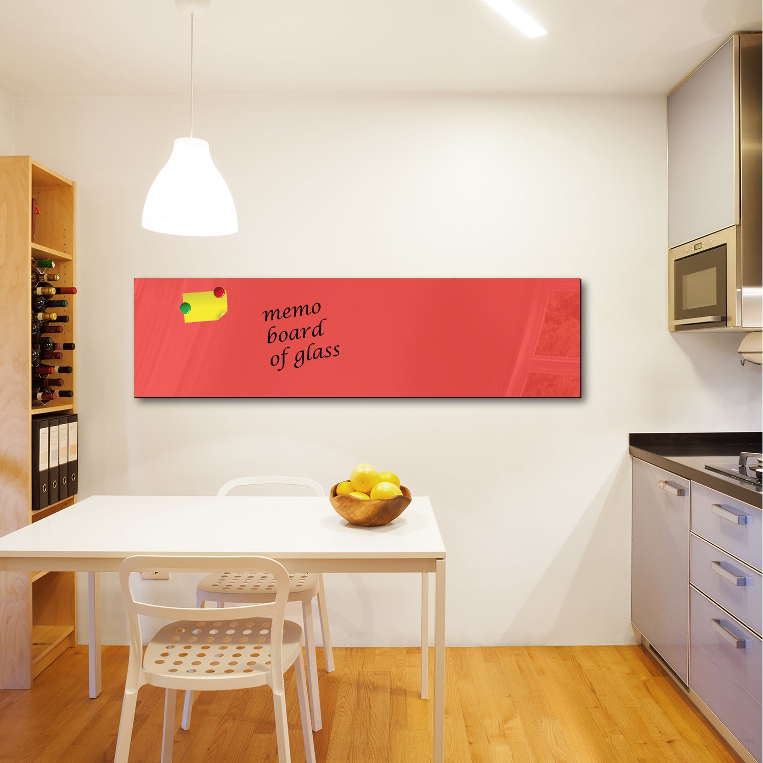 Whiteboard van glas - Magneetbord  - Diverse maten - Licht rood