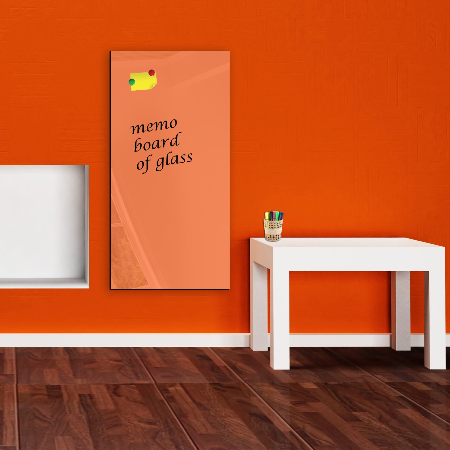 Whiteboard van glas - Magneetbord  - Diverse maten - Pastel oranje