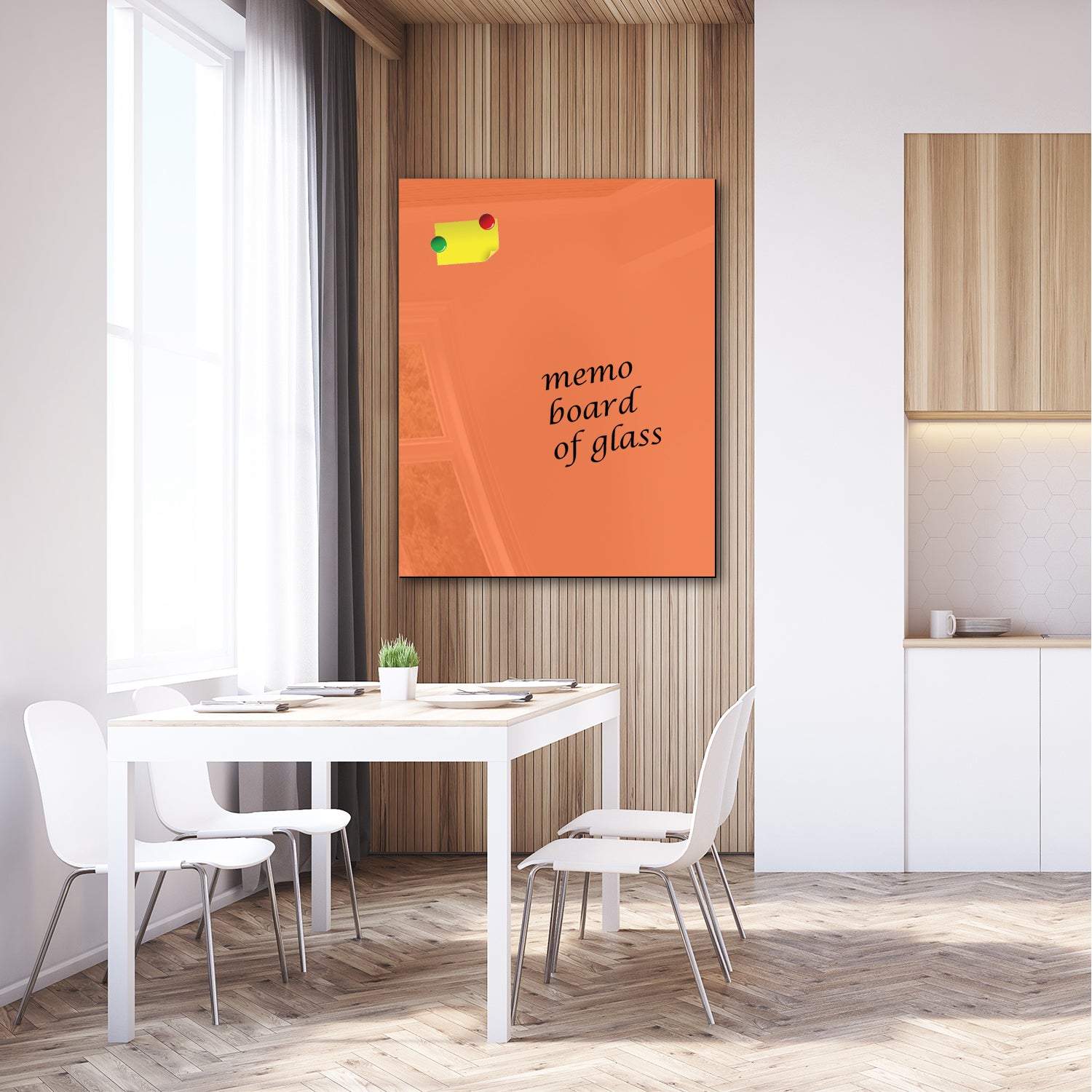 Whiteboard van glas - Magneetbord  - Diverse maten - Pastel oranje