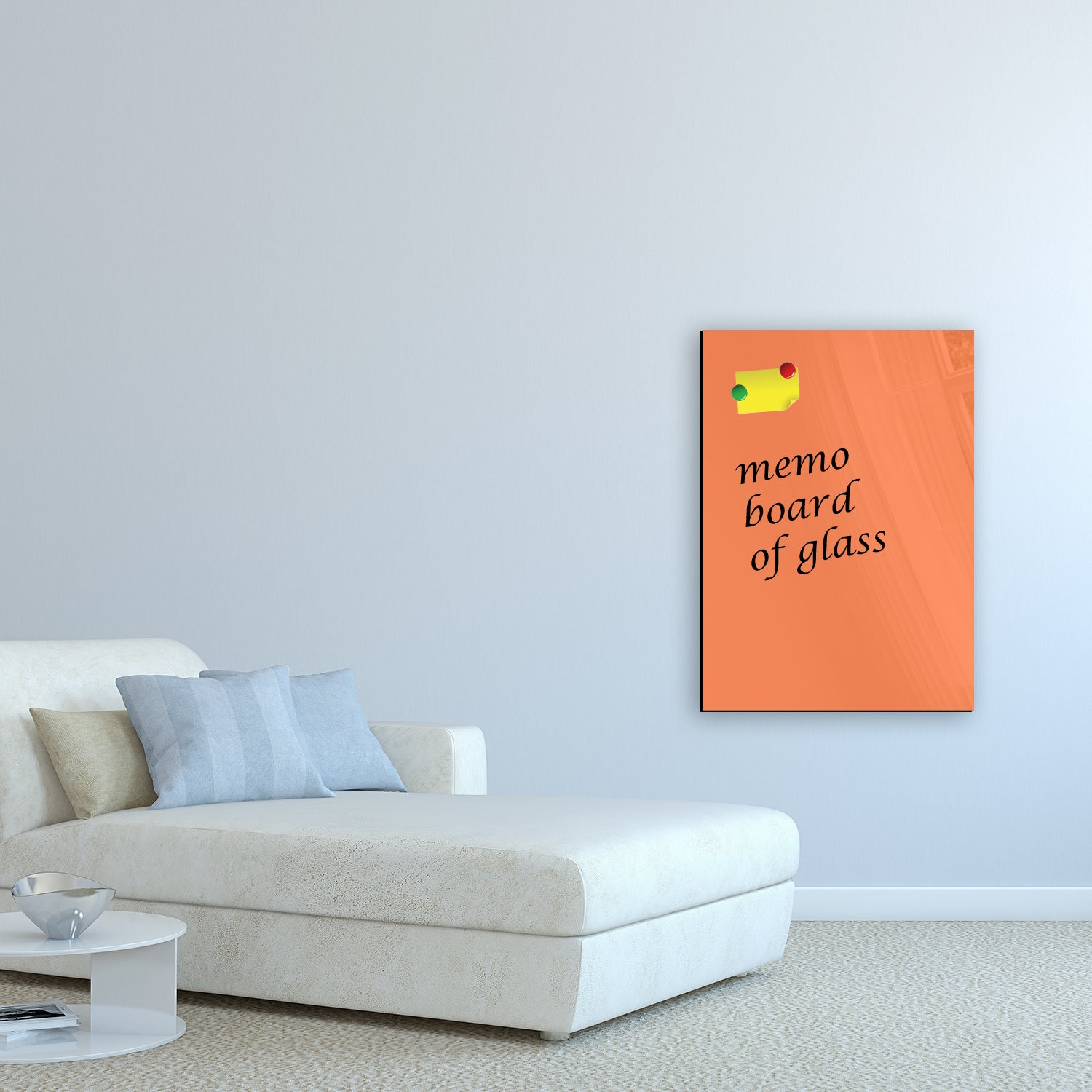 Whiteboard van glas - Magneetbord  - Diverse maten - Pastel oranje