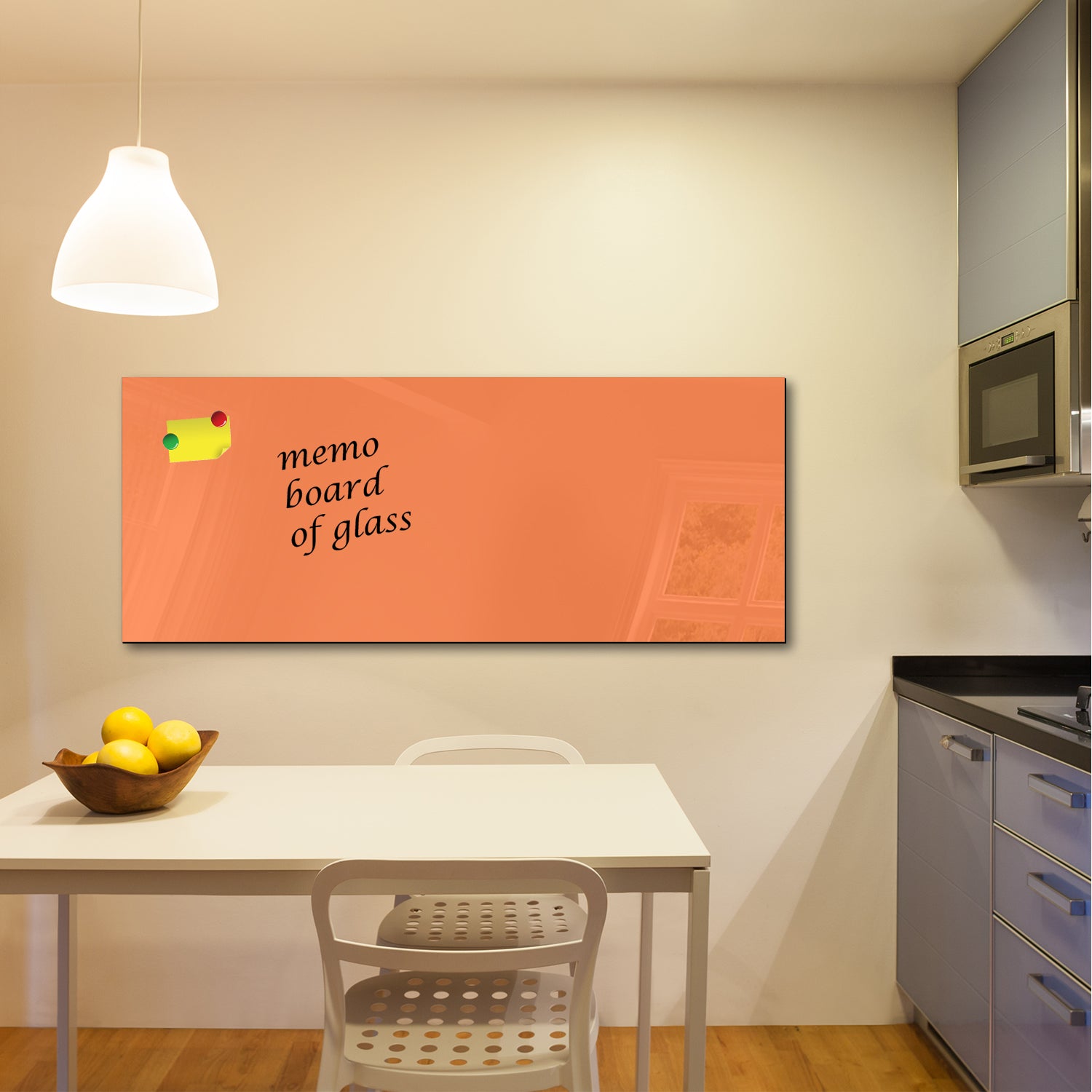 Whiteboard van glas - Magneetbord  - Diverse maten - Licht oranje