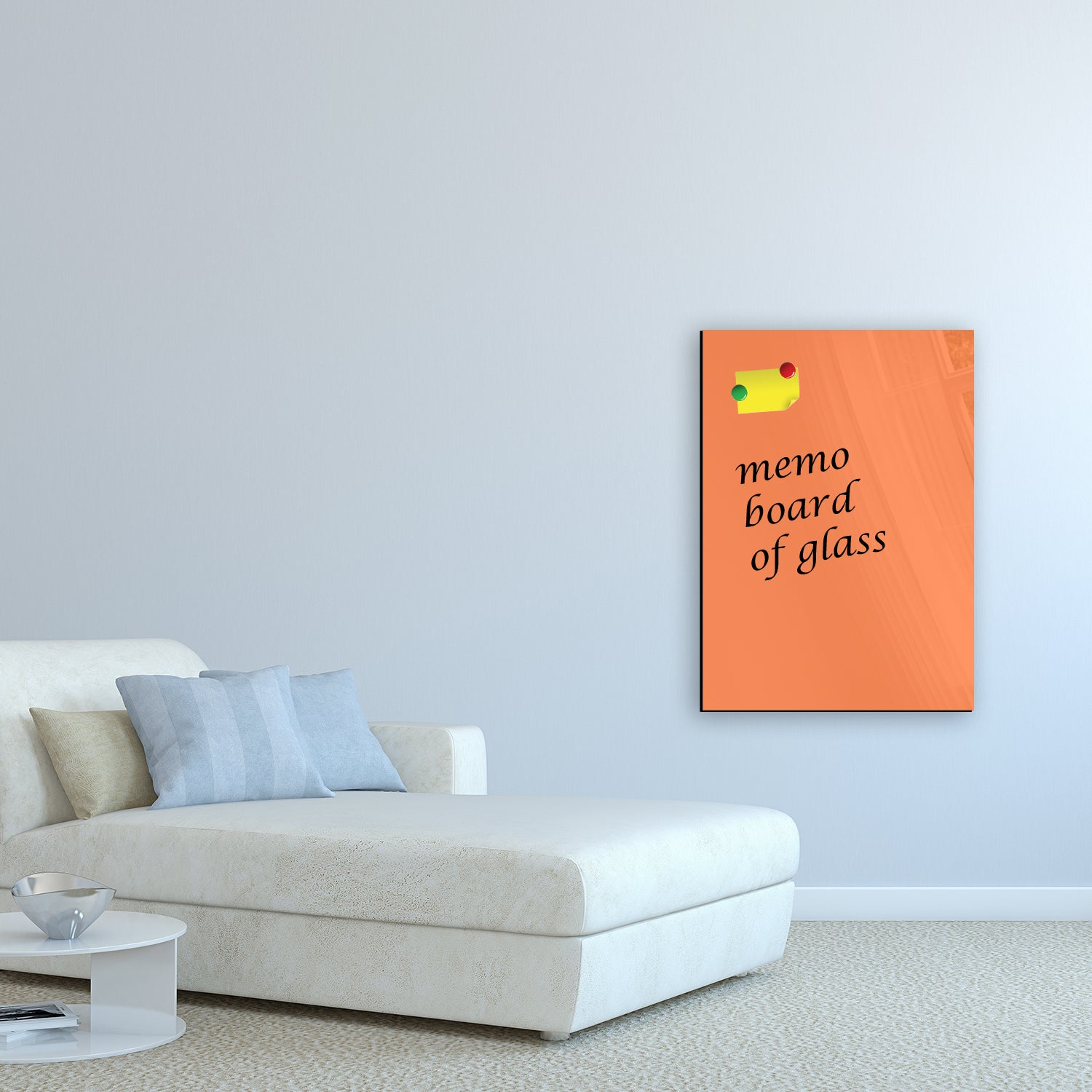 Whiteboard van glas - Magneetbord  - Diverse maten - Licht oranje