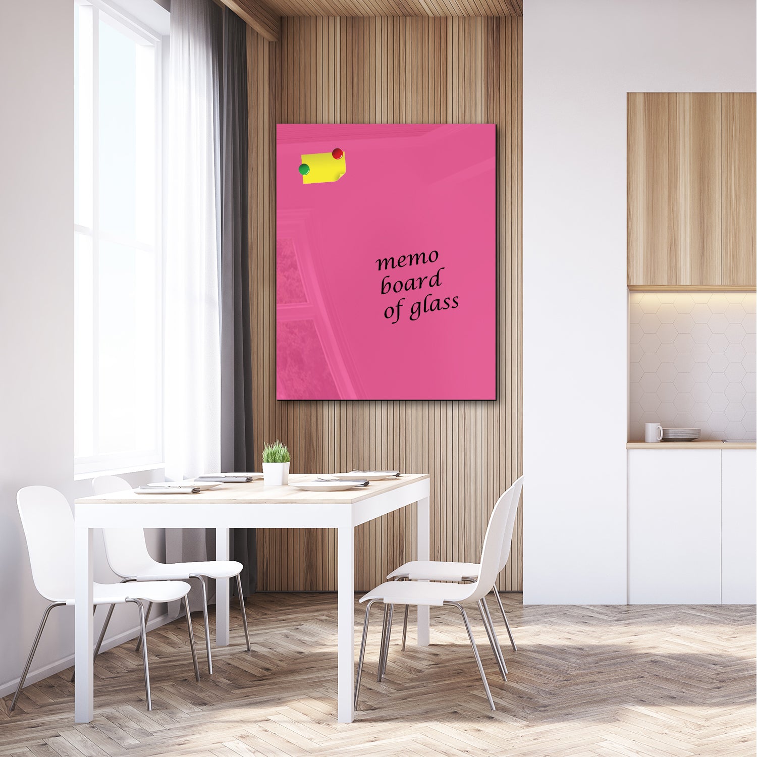 Whiteboard van glas - Magneetbord  - Diverse maten - Roze