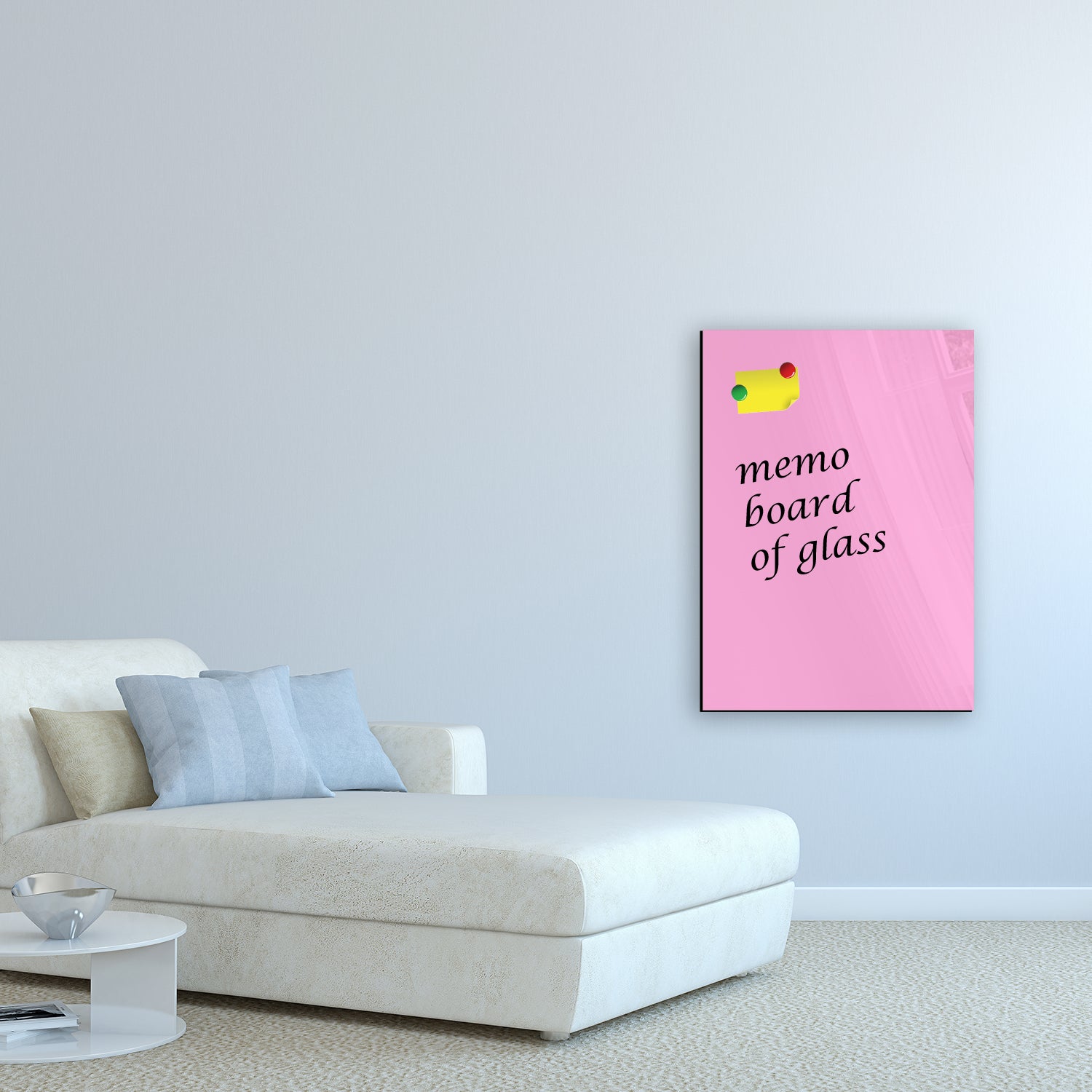 Whiteboard van glas - Magneetbord  - Diverse maten - Licht roze