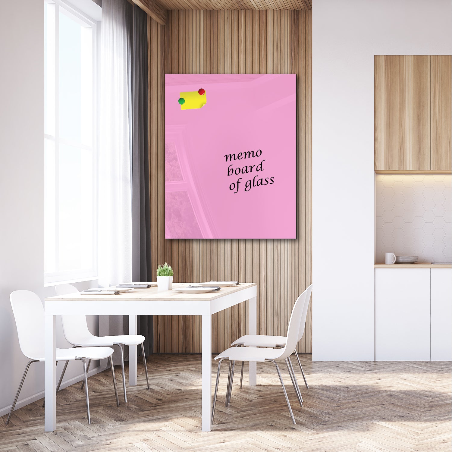 Whiteboard van glas - Magneetbord  - Diverse maten - Licht roze