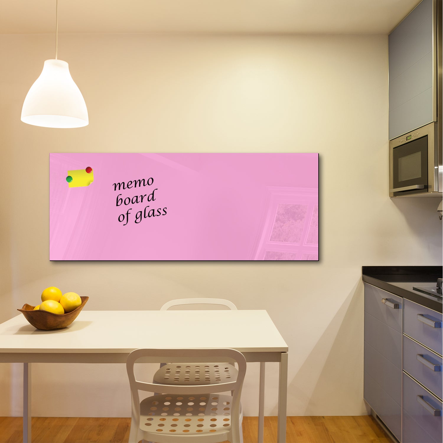 Whiteboard van glas - Magneetbord  - Diverse maten - Licht roze