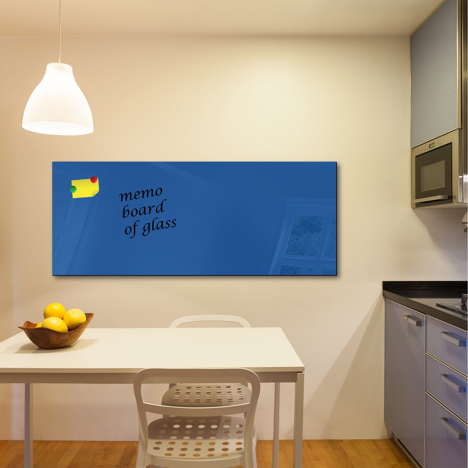 Whiteboard van glas - Magneetbord  - Diverse maten - Weg Blauw