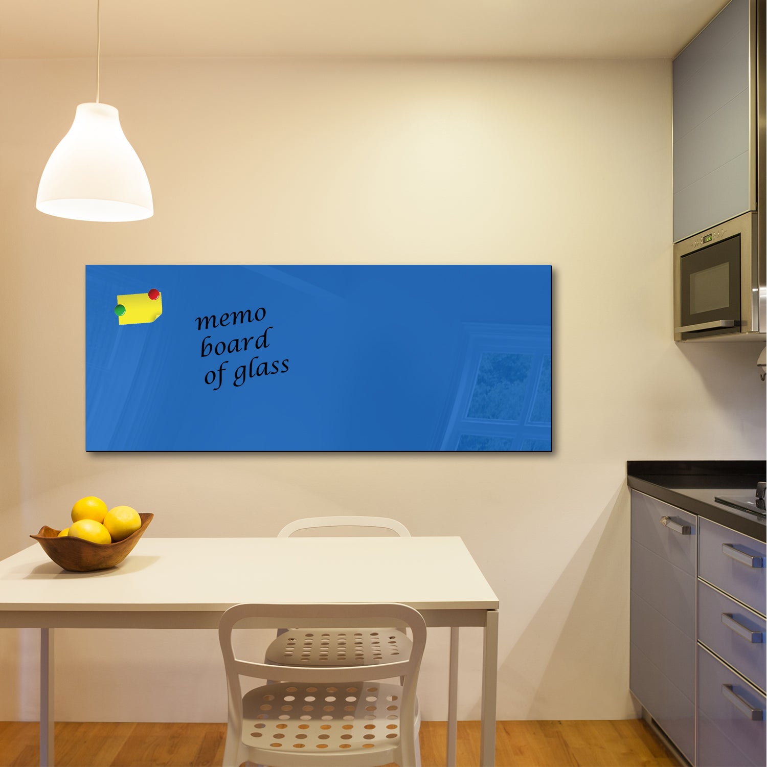 Whiteboard van glas - Magneetbord  - Diverse maten - Azuur Blauw