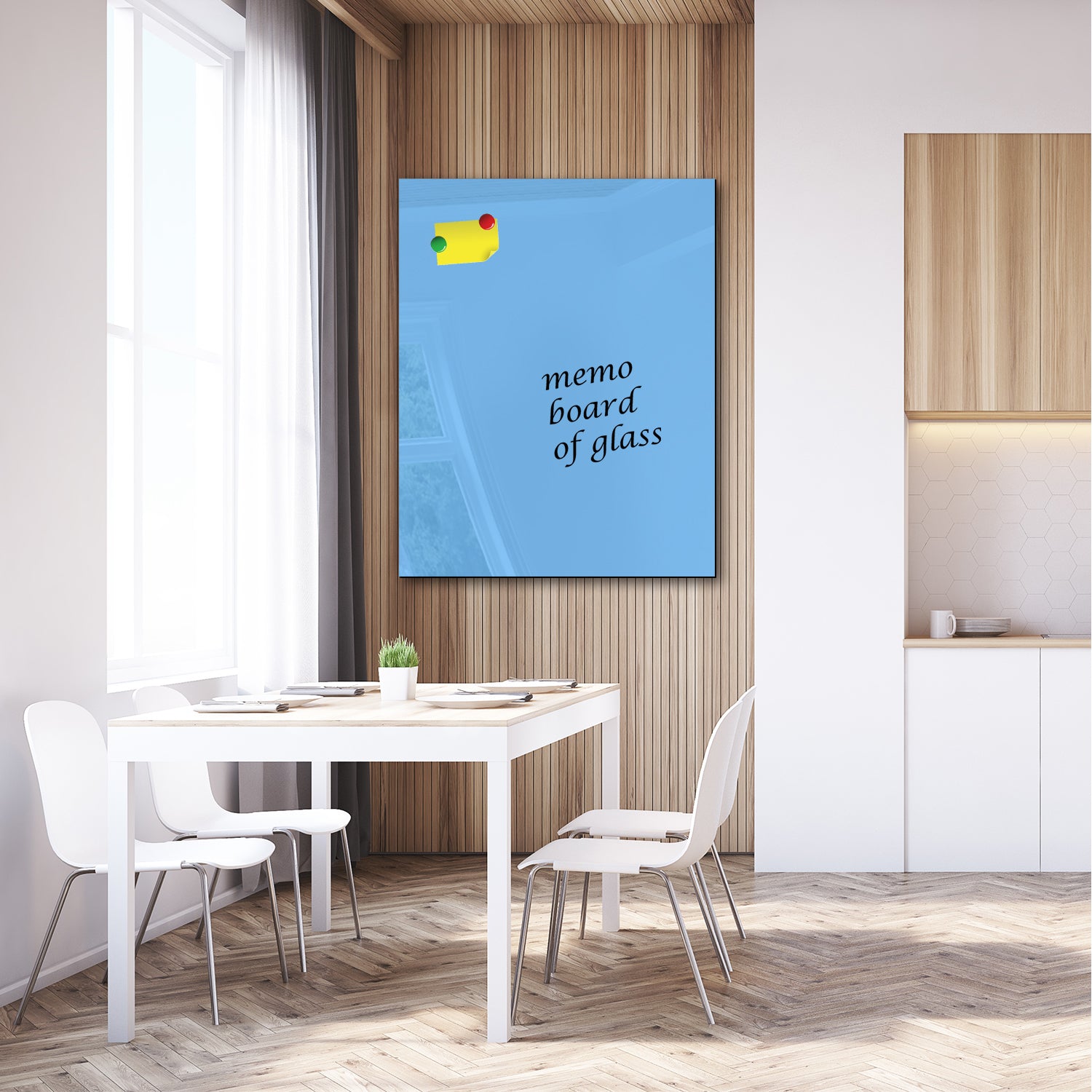 Whiteboard van glas - Magneetbord  - Diverse maten - Pastelblauw