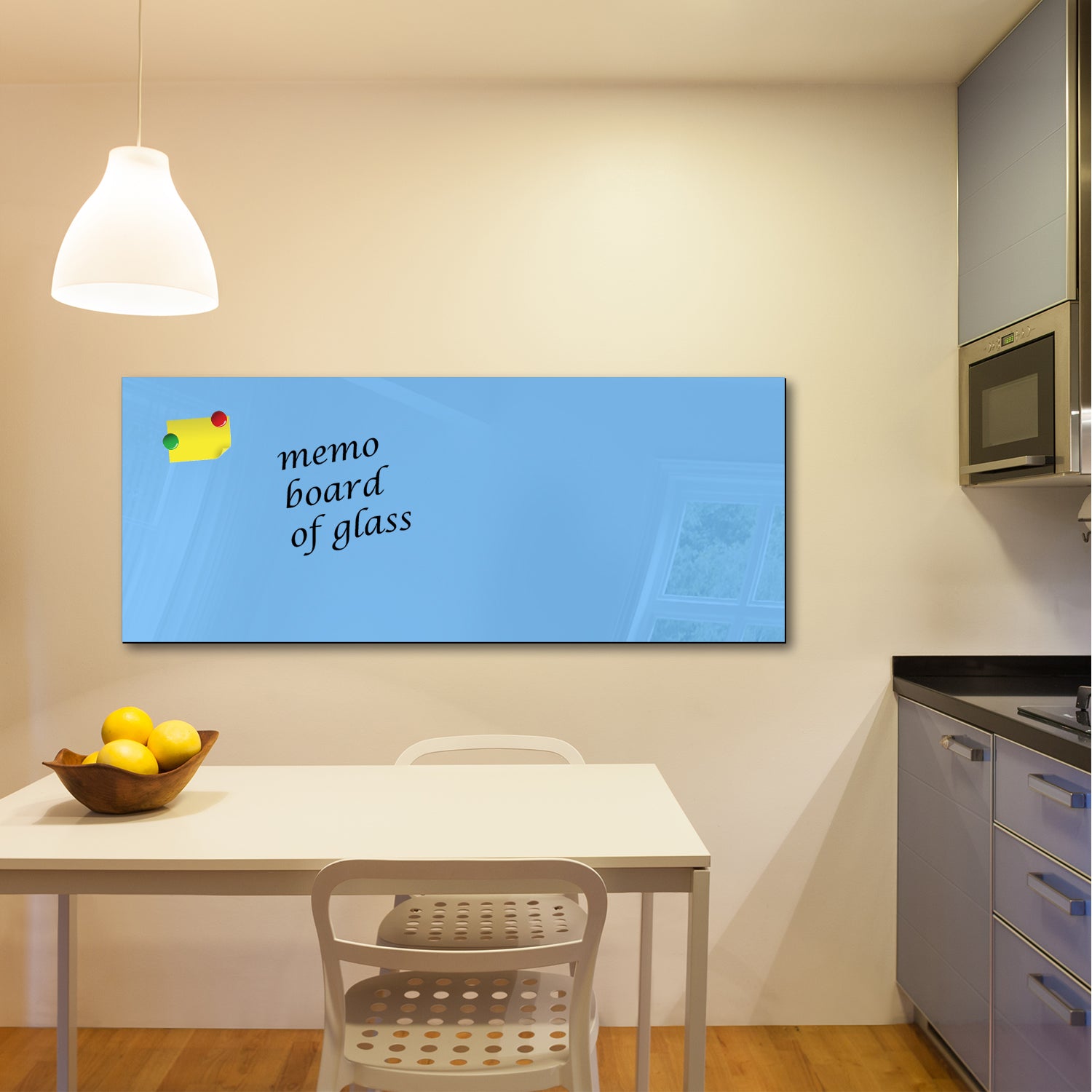 Whiteboard van glas - Magneetbord  - Diverse maten - Pastelblauw