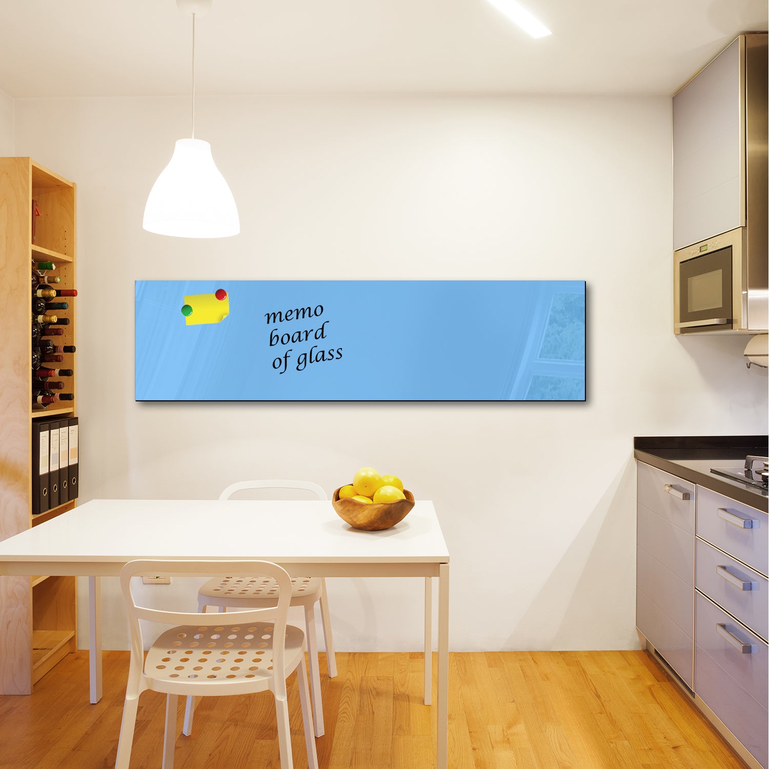 Whiteboard van glas - Magneetbord  - Diverse maten - Pastelblauw