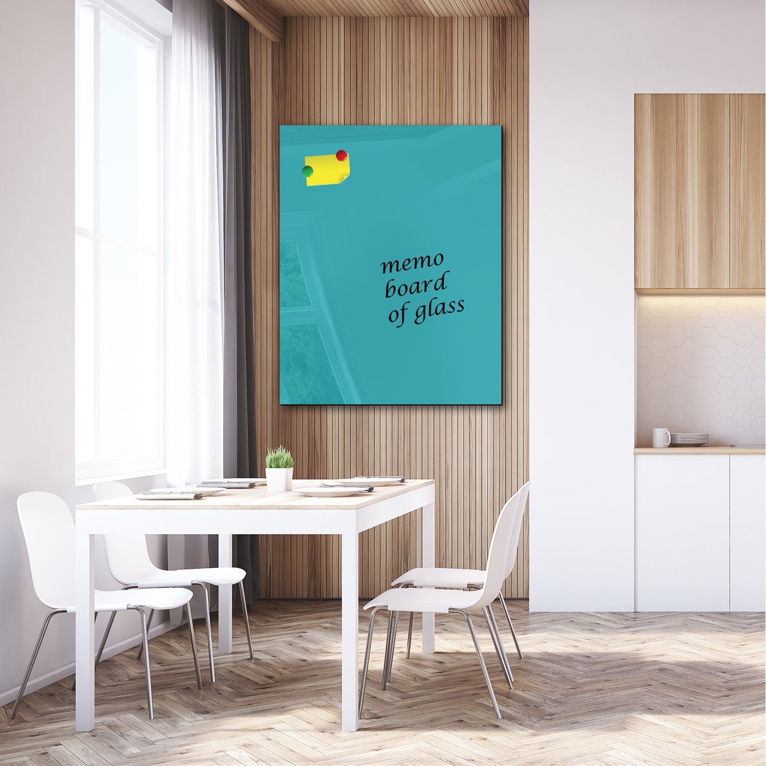 Whiteboard van glas - Magneetbord  - Diverse maten - Turquoise