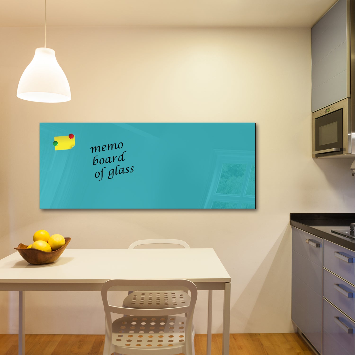 Whiteboard van glas - Magneetbord  - Diverse maten - Turquoise