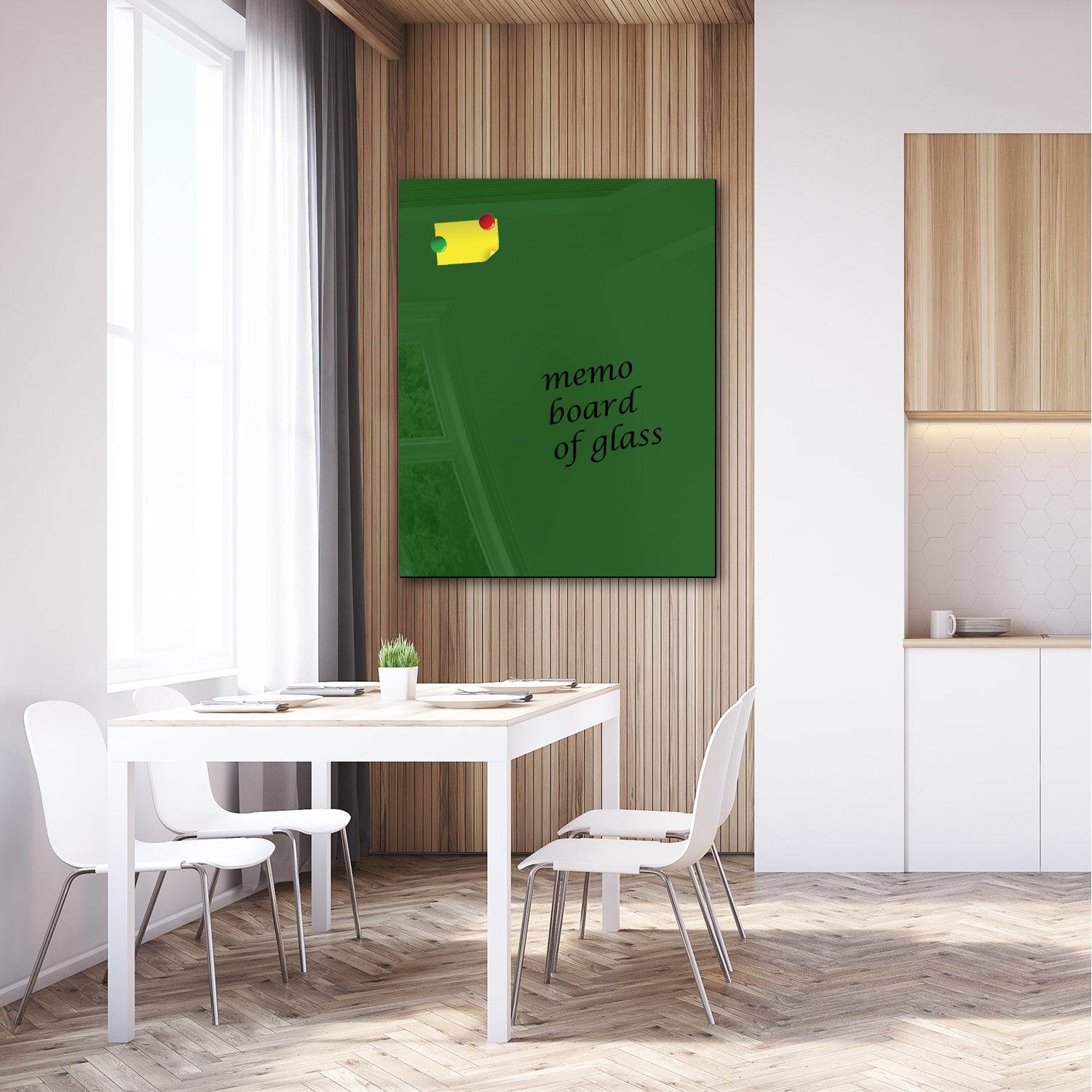 Memoboard Bright Wood L 30 X 60 Cm - Magneetbord Van Glas Met Houtlook Verticaal Voor Keuken En Eetkamer