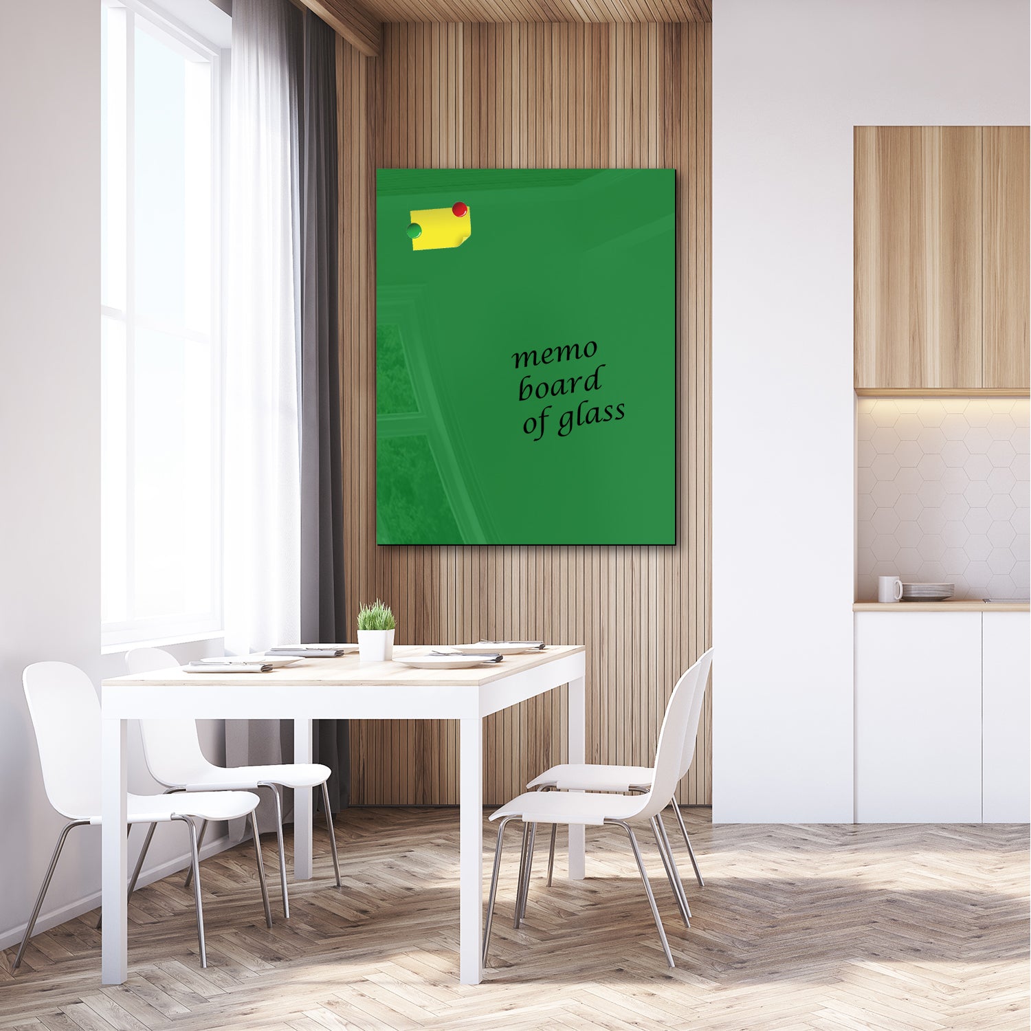 Whiteboard van glas - Magneetbord  - Diverse maten - Gras Groen