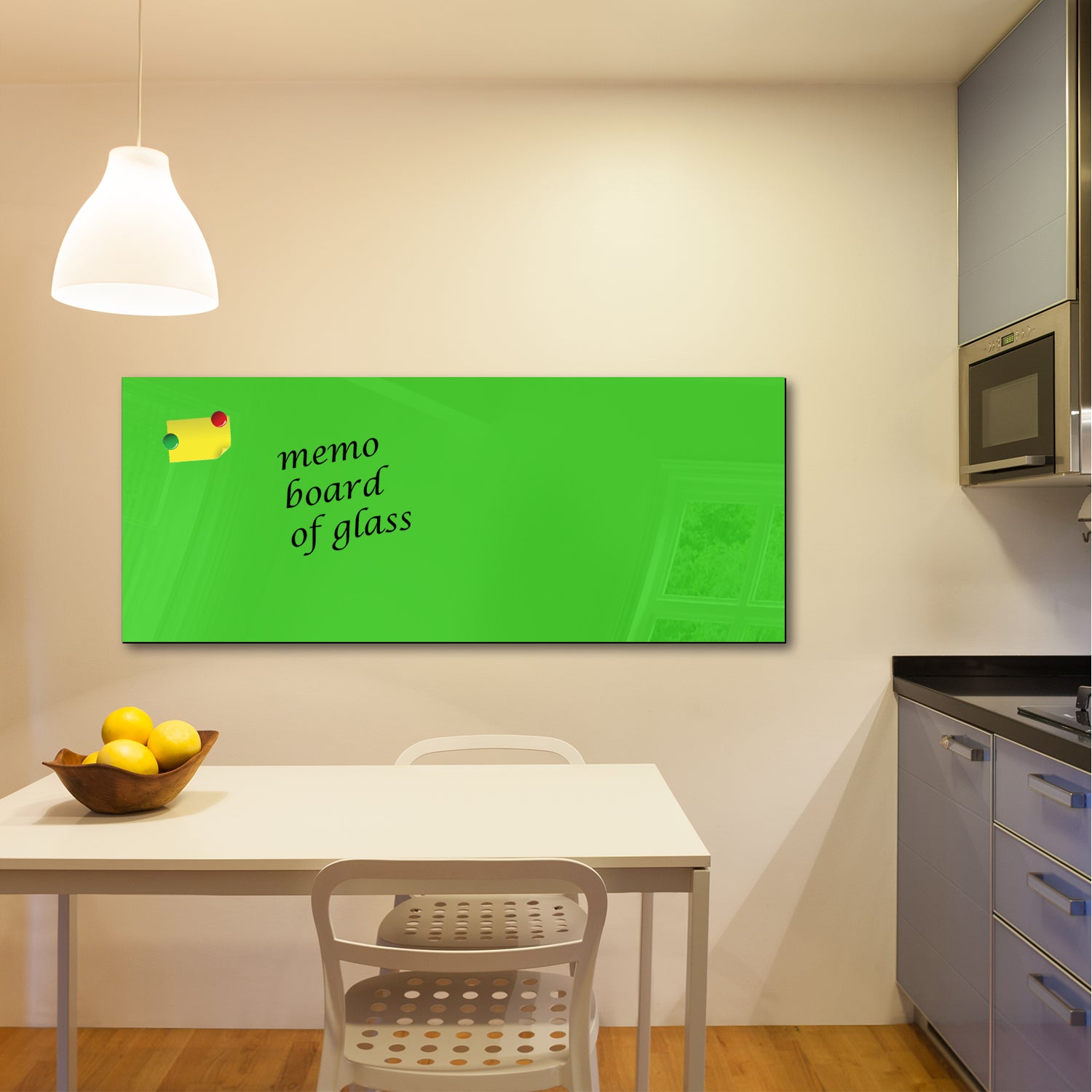 Whiteboard van glas - Magneetbord  - Diverse maten - Geelgroen