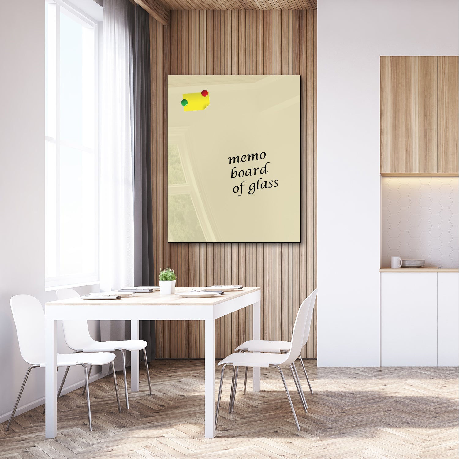 Whiteboard van glas - Magneetbord  - Diverse maten - Beige