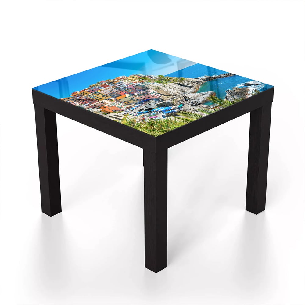 Salontafel 55x55 - Gehard Glas - Kleurrijk Cinque Terre aan de Kust