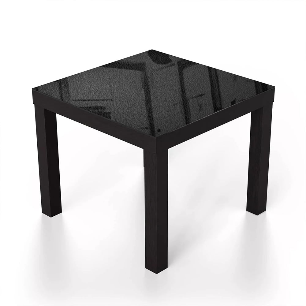 Salontafel 55x55 - Gehard Glas - Zwart Leer