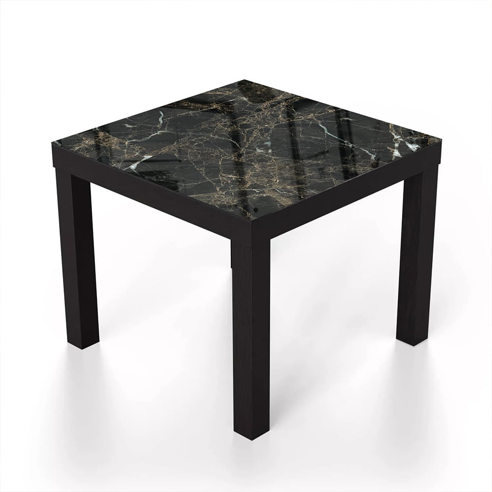 Salontafel 55x55 - Gehard Glas - Zwart Marmer met Witte Aderen