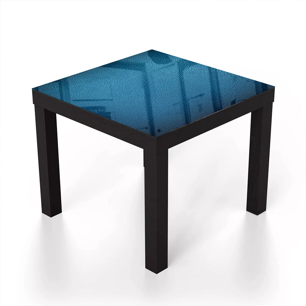 Salontafel 55x55 - Gehard Glas - Blauw Leer