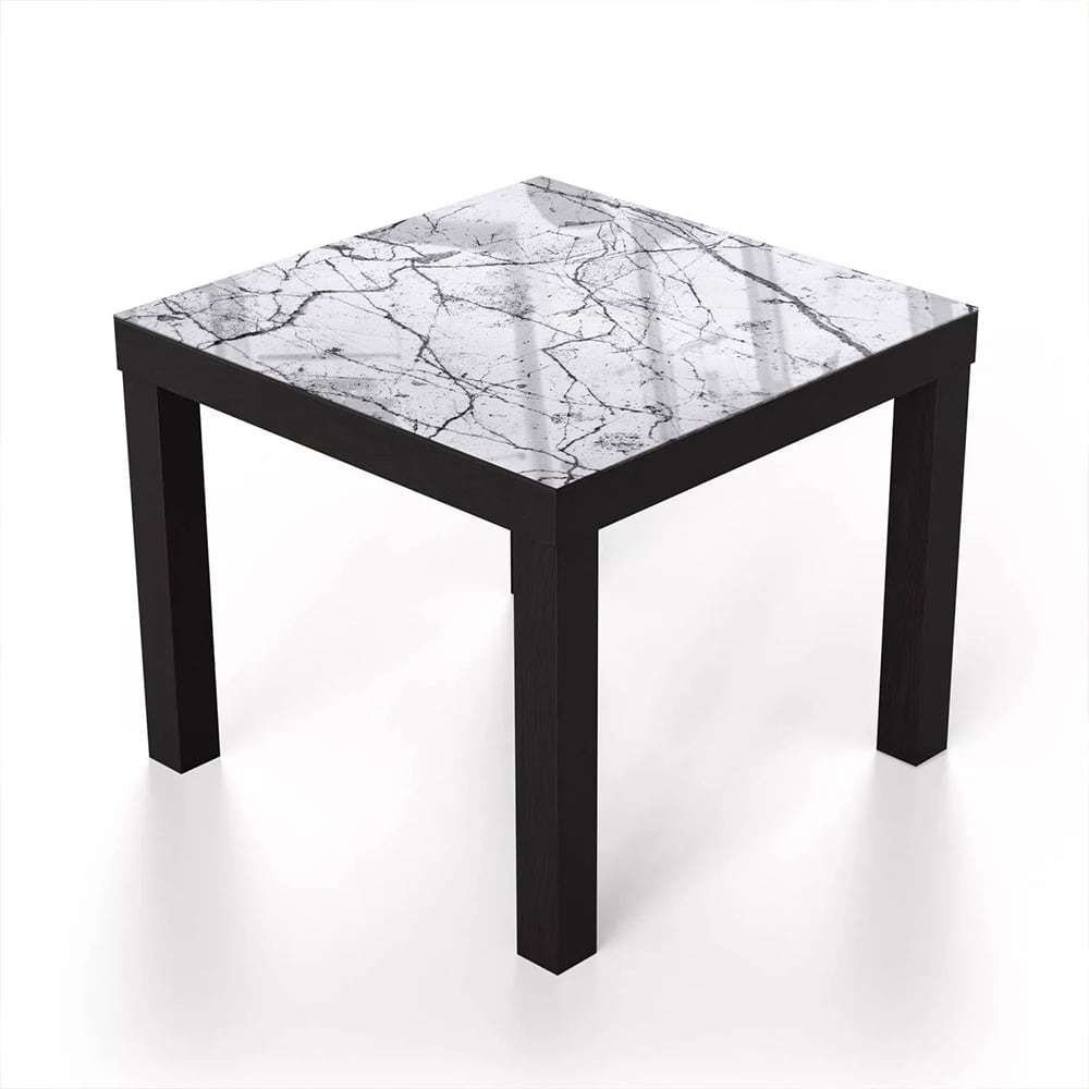 Salontafel 55x55 - Gehard Glas - Wit en Zwart Marmer