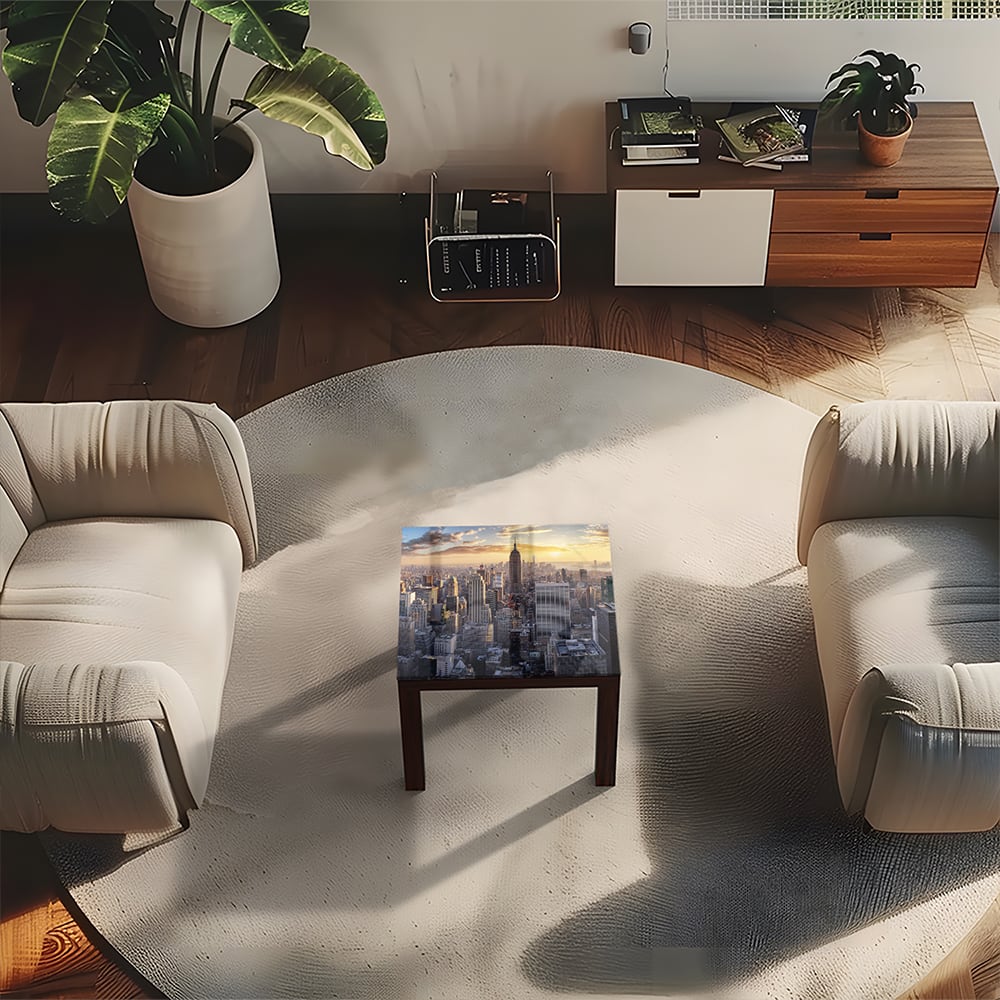 Salontafel 55x55 - Gehard Glas - Zonsondergang over New York City