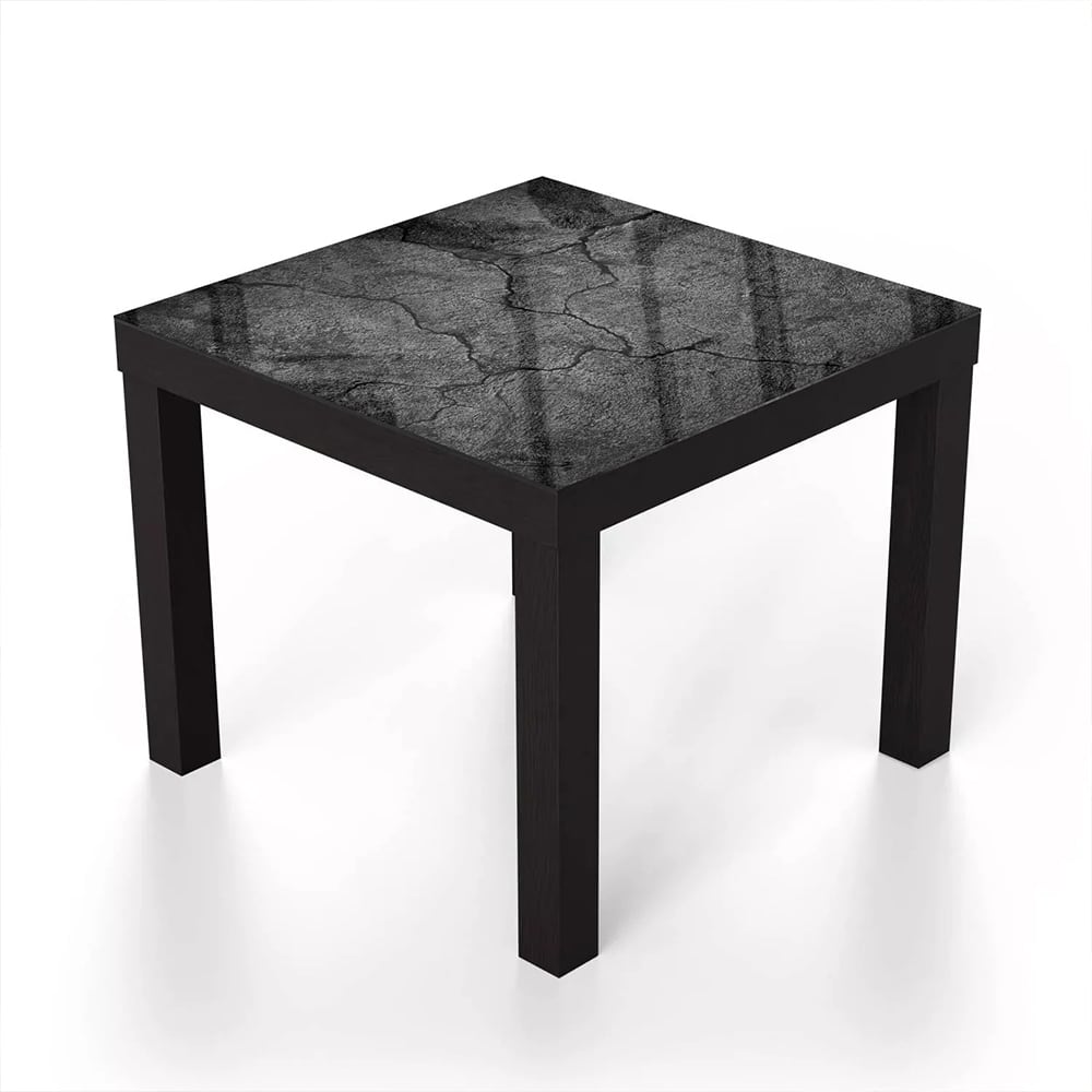 Salontafel 55x55 - Gehard Glas - Zwart Gescheurd Beton