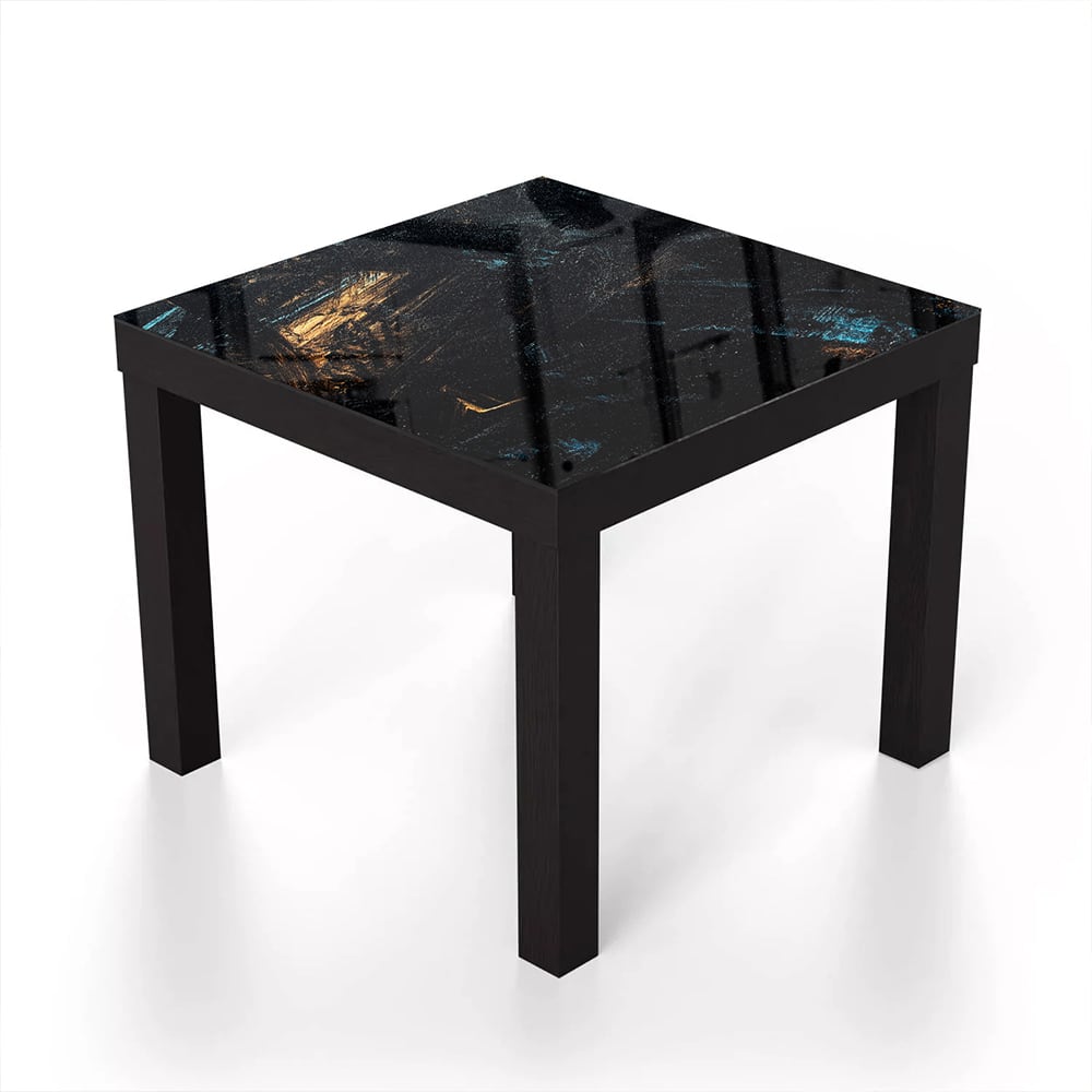 Salontafel 55x55 - Gehard Glas - Abstracte Zwart-Gouden Achtergrond