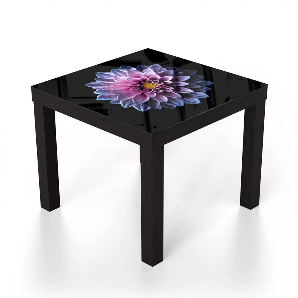 Salontafel 55x55 - Gehard Glas - Blauw/Roze Dahlia