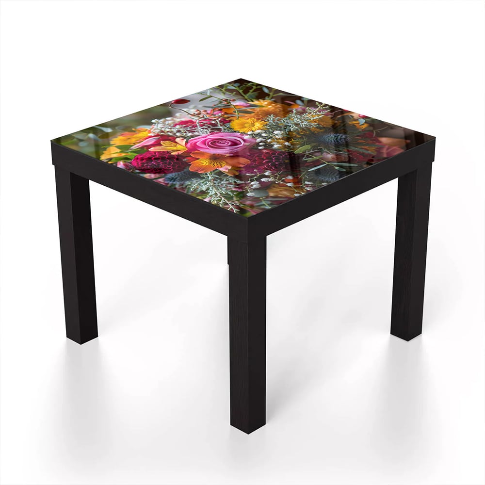 Salontafel 55x55 - Gehard Glas - Kleurrijk Bloemboeket