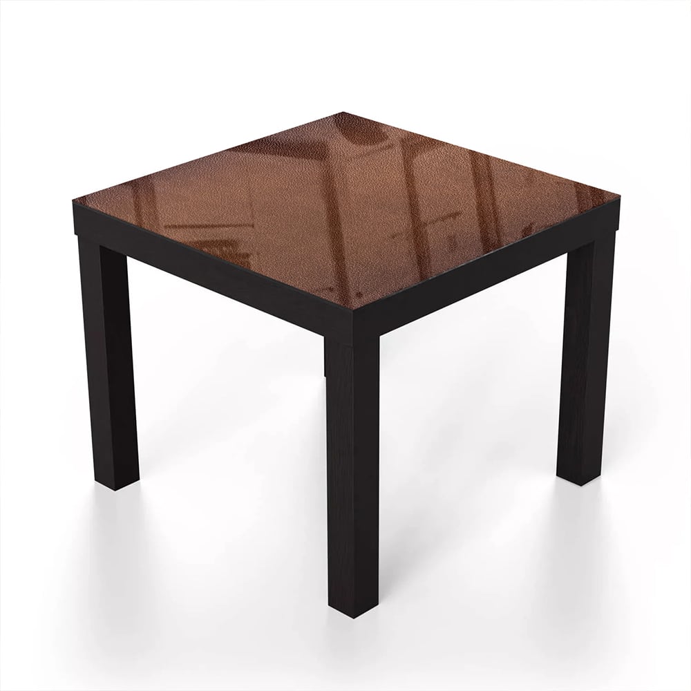 Salontafel 55x55 - Gehard Glas - Bruin Leer