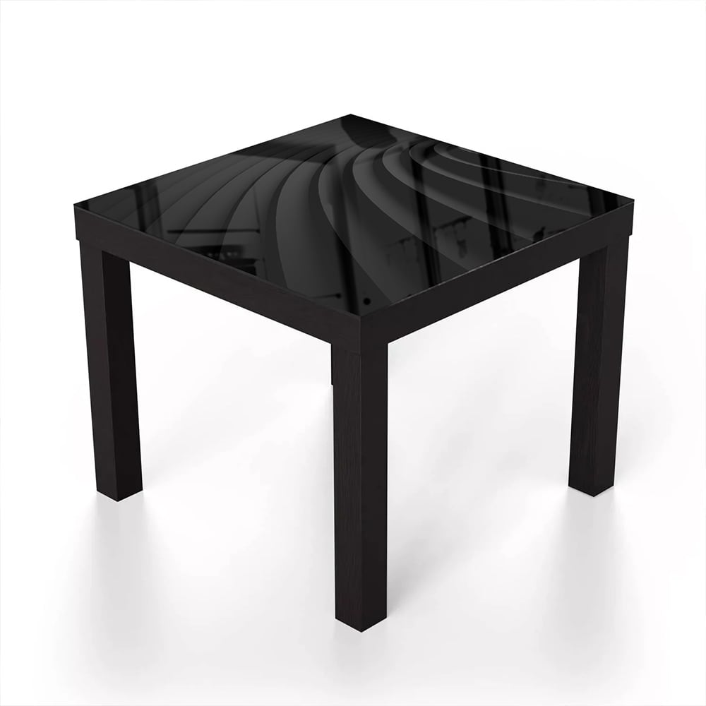 Salontafel 55x55 - Gehard Glas - Luxe Zwarte Lijnen