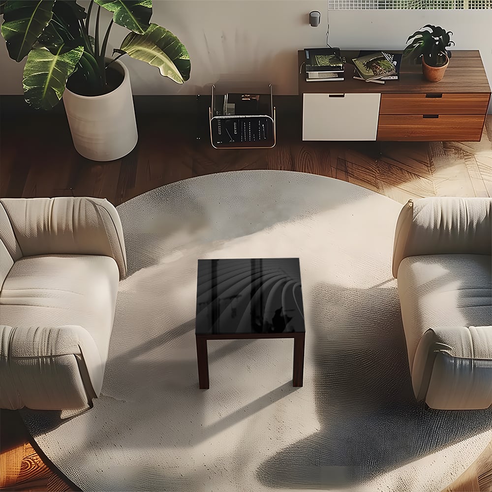Salontafel 55x55 - Gehard Glas - Luxe Zwarte Lijnen