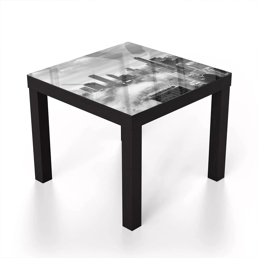 Salontafel 55x55 - Gehard Glas - Chicago Skyline in de Mist