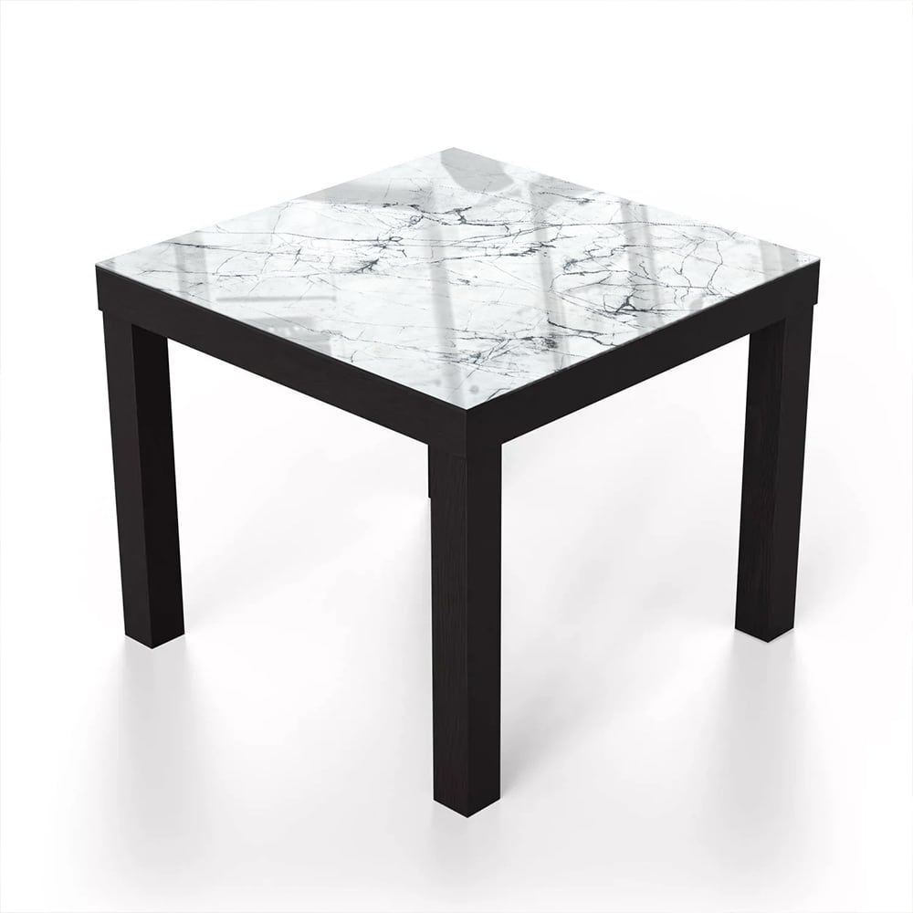 Salontafel 55x55 - Gehard Glas - Zwart-Wit Marmer