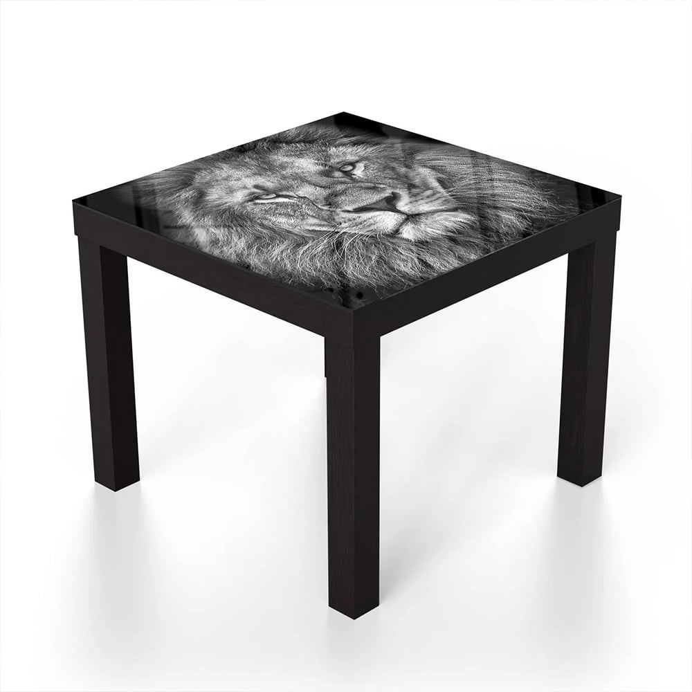 Salontafel 55x55 - Gehard Glas - Zwart/Wit Leeuw