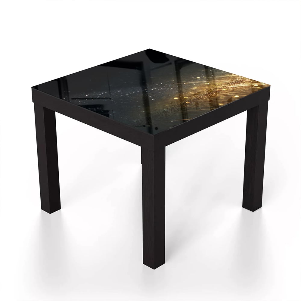 Salontafel 55x55 - Gehard Glas - Zwart-Gouden Glitterachtergrond