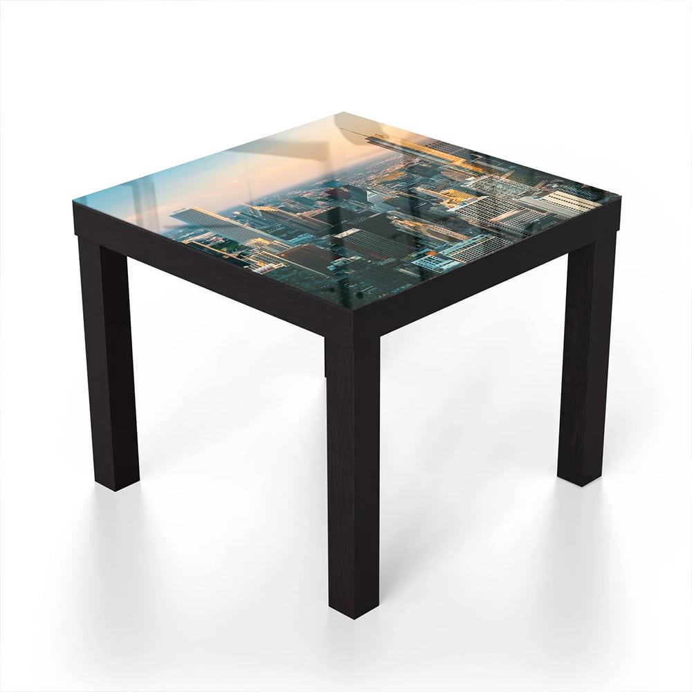 Salontafel 55x55 - Gehard Glas - Chicago Skyline bij Zonsondergang