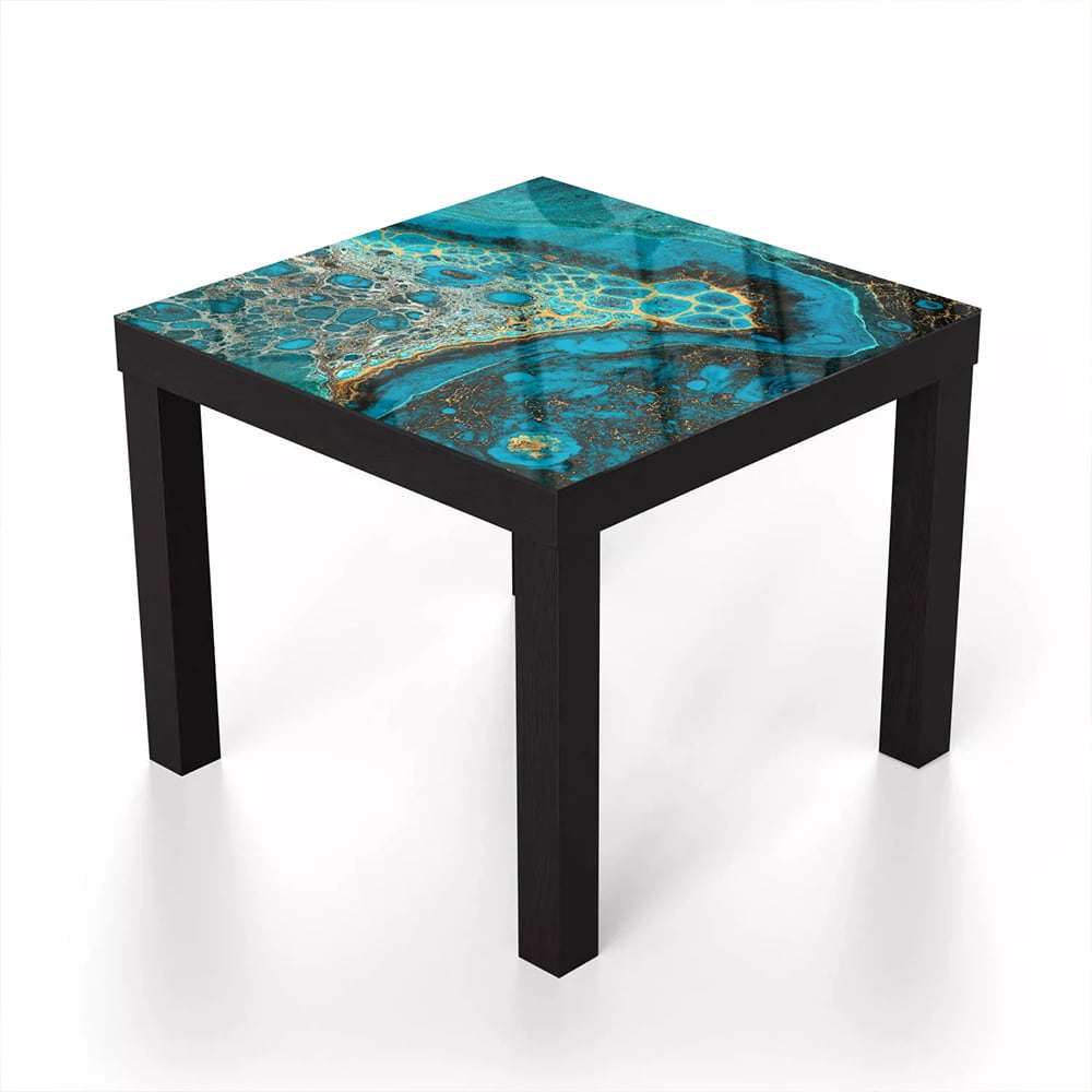 Salontafel 55x55 - Gehard Glas - Blauw Marmereffect