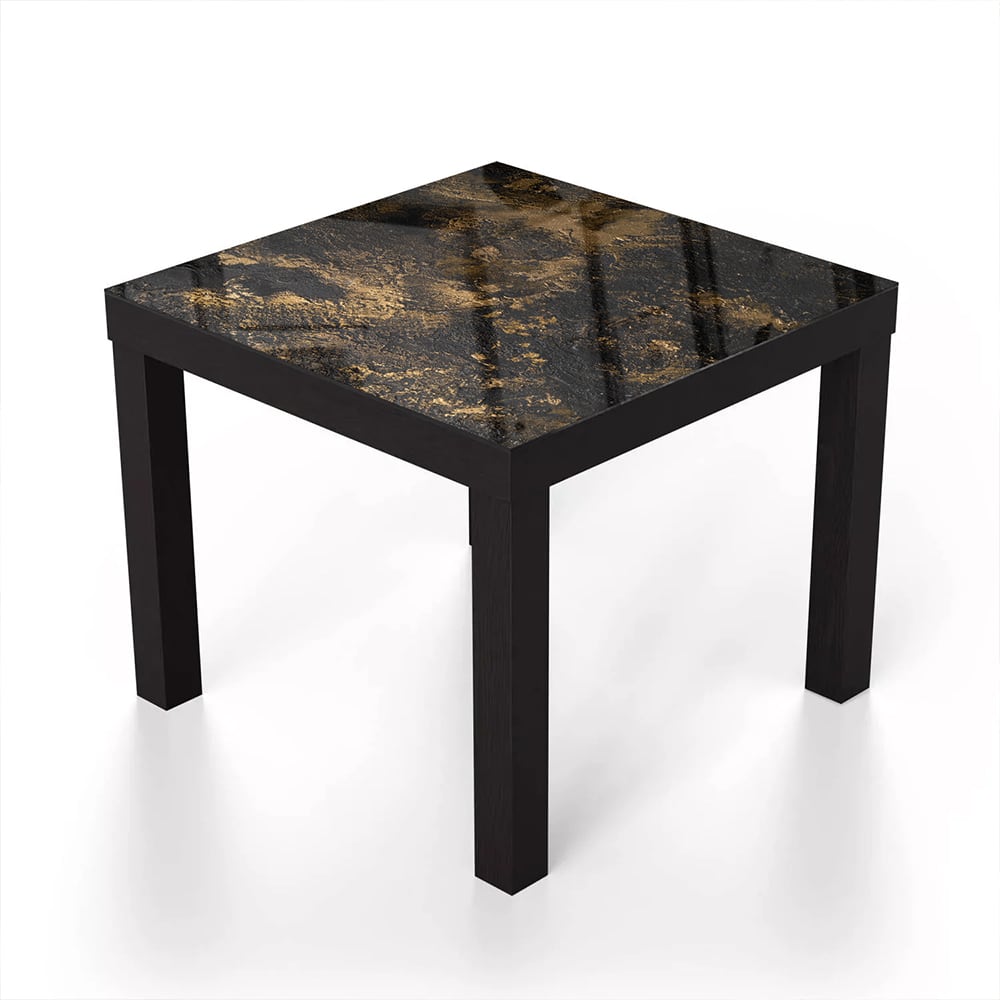 Salontafel 55x55 - Gehard Glas - Black-Gold Textuur